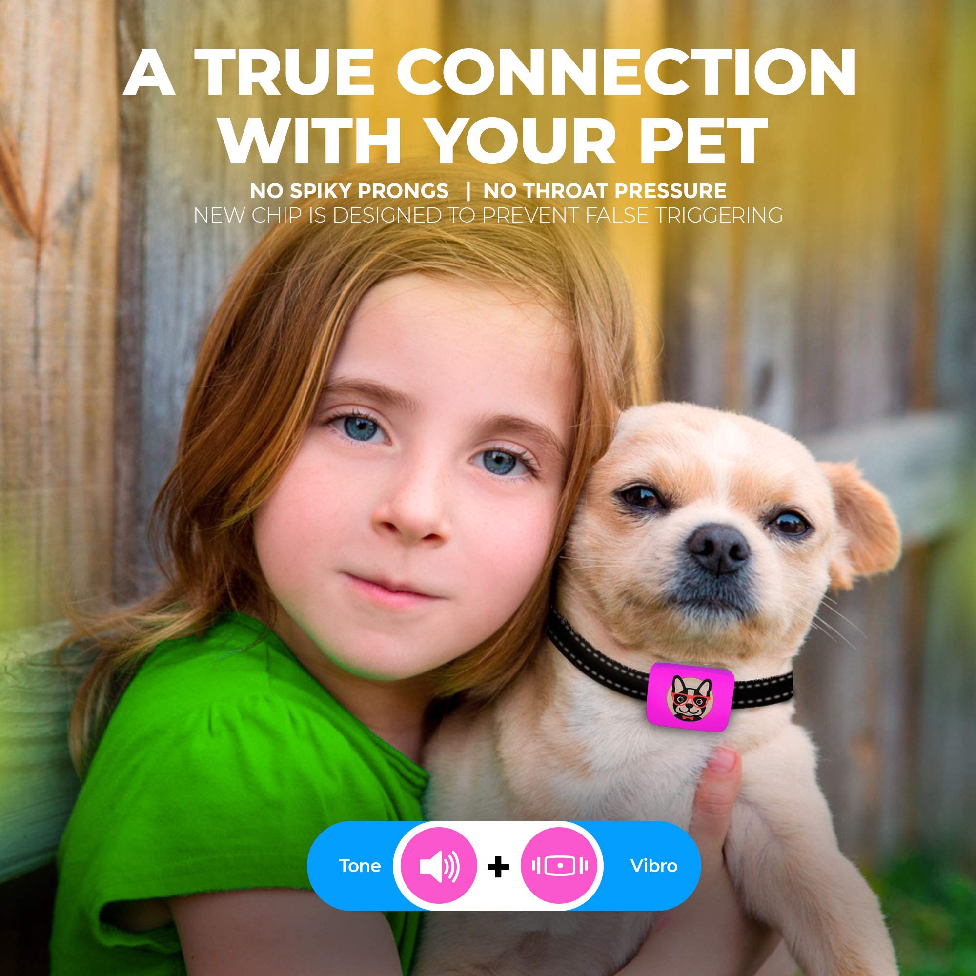 Rechargeable Small Dog Bark Collar for Dogs 5-15lbs - Humane No Shock Anti-Barking Training Collar - Lightweight Pet Bark Control Device (Pink) - Perfect for Indoor Use, Apartment Living & Noise-Sensitive Environments
