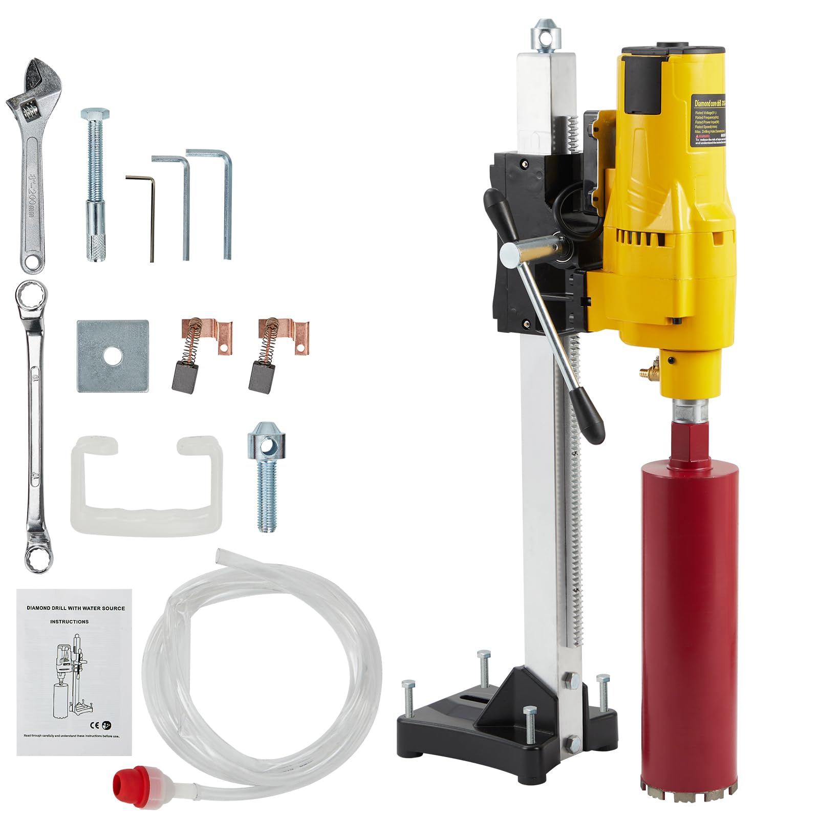 GARVEE 2500W Diamond Core Drill Machine - Wet/Dry Concrete Drilling Rig with Stand & 4.25