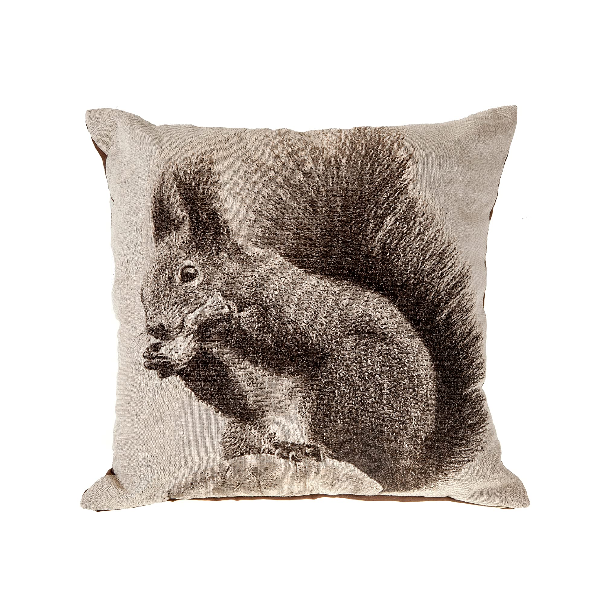 Premium Polyester Filled Cushions - Squirrel Design Set of 2, 18x18 Inches, Soft Brown - Perfect for Living Room Sofa, Bedroom Decor, and Cozy Home Accents
