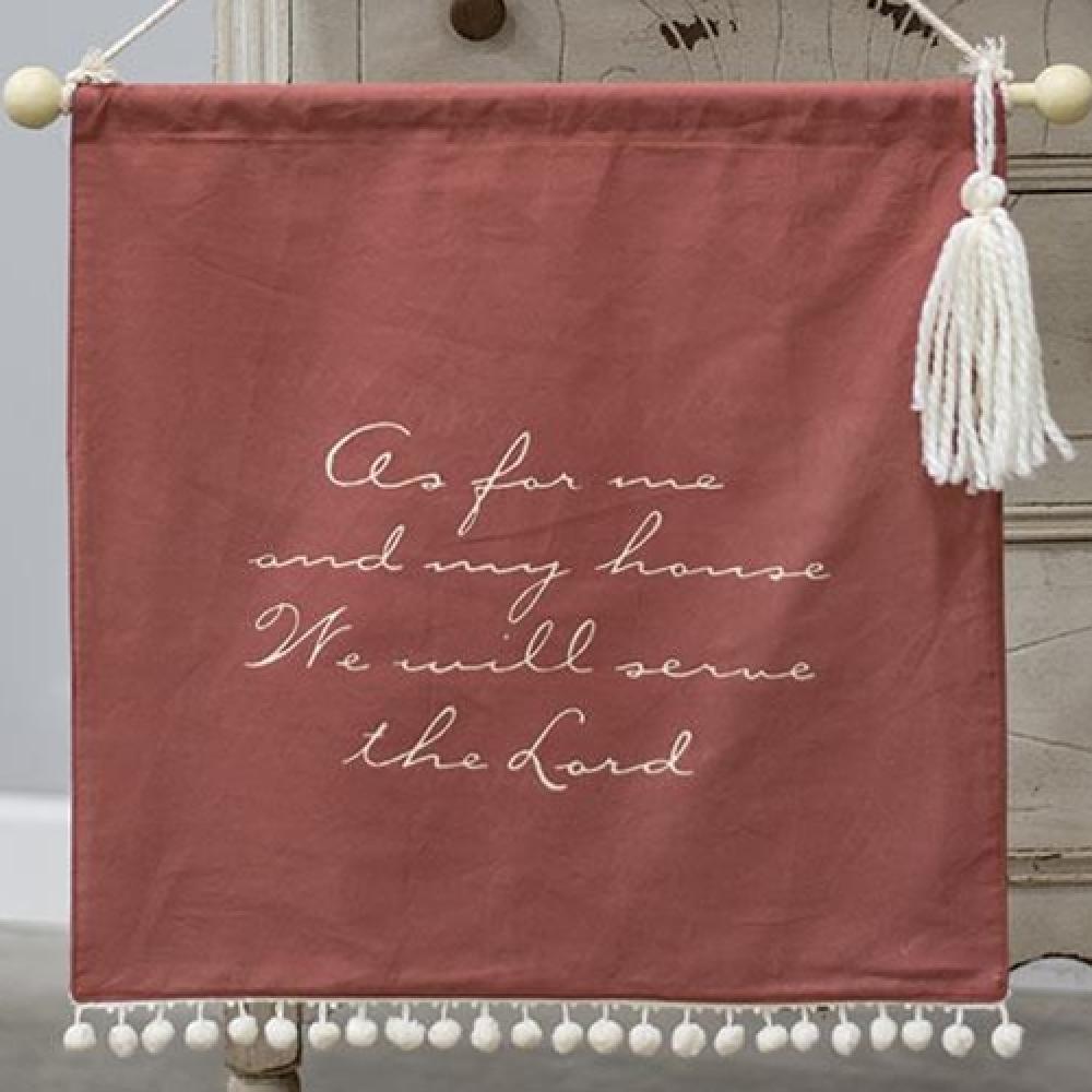 Christian Home Decor - As For Me and My House Fabric Wall Hanging - Inspirational Bible Verse Wall Art for Living Room, Bedroom & Nursery