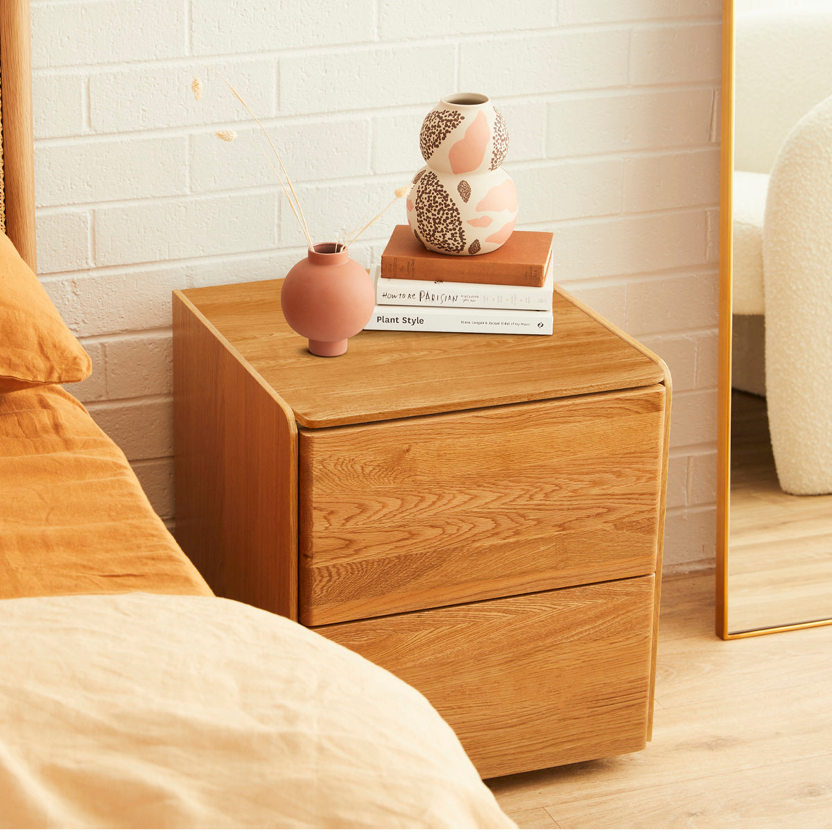 Delta Bedside Table - Modern Nightstand with Storage Drawer for Bedroom, Living Room, or Office - Compact & Stylish End Table for Small Spaces
