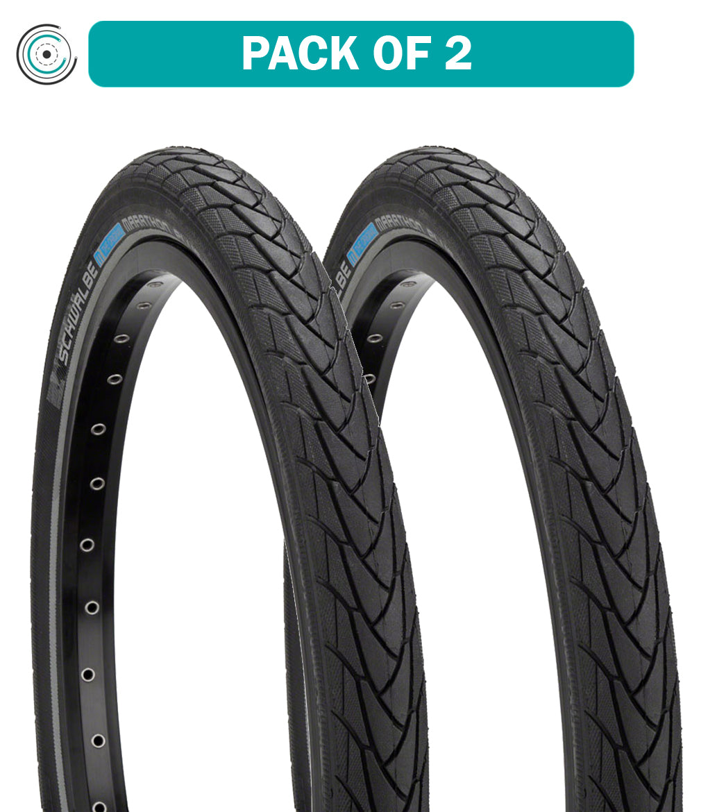 **Schwalbe Marathon Plus Tire 2 Pack - 20 x 1.75 Clincher Wire Performance Line (11100758) - Durable Bike Tires for Commuting, Touring & Urban Riding**