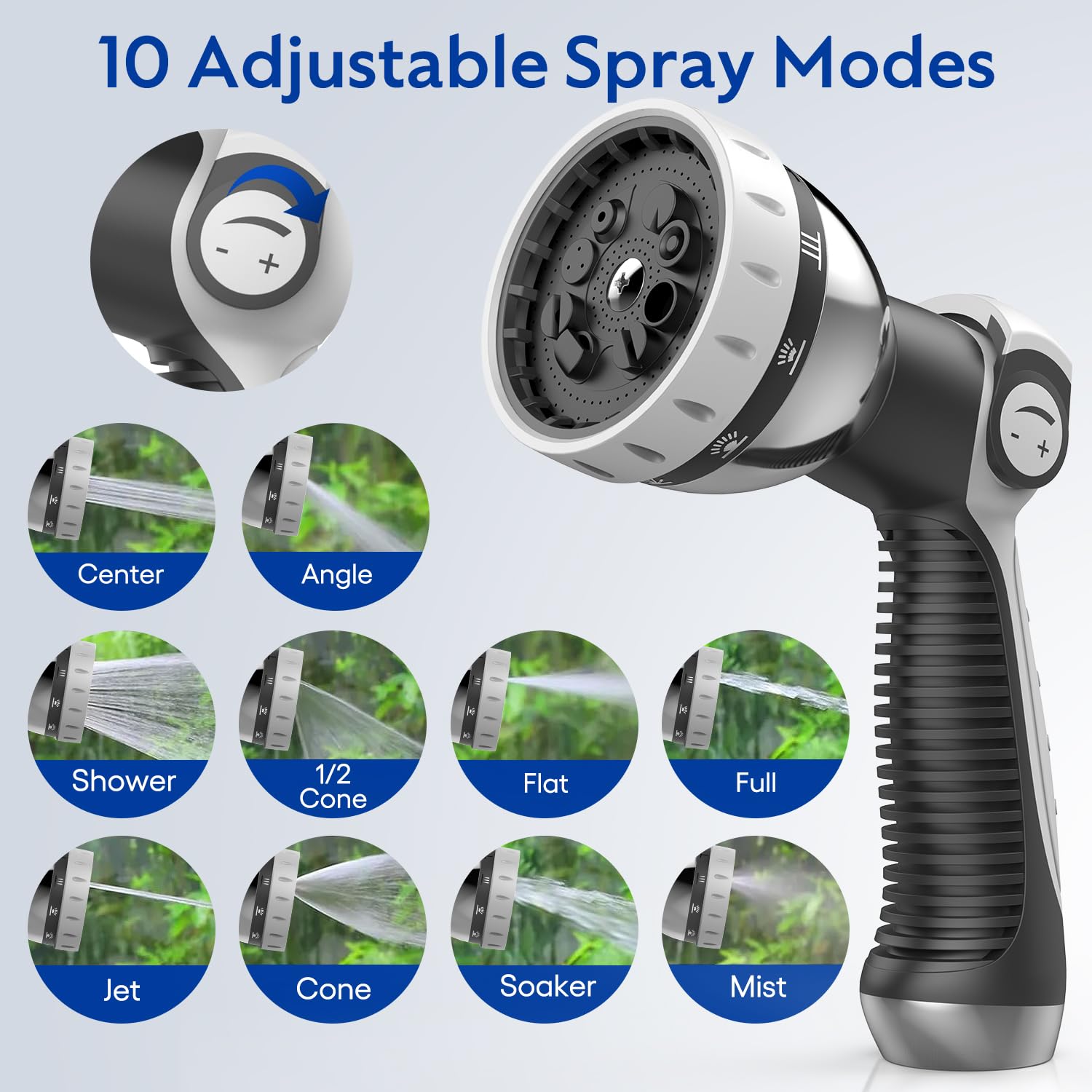 Retractable Garden Hose Reel - 1/2 Inch x 100 Feet Wall Mounted Water Hose with 10-Pattern Spray Nozzle, Any Length Lock & Slow Return System, 180° Swivel Bracket - Perfect for Lawn Care, Car Washing, and Outdoor Cleaning