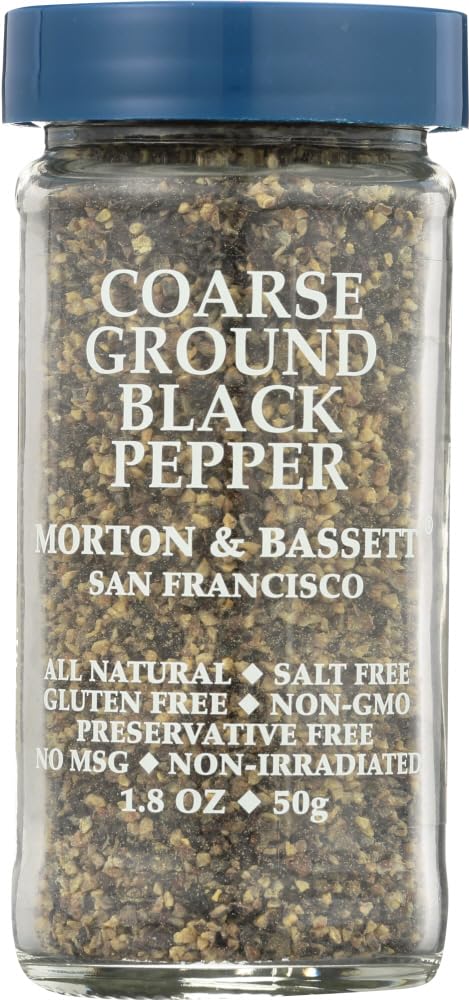 Organic Coarse Ground Black Pepper by Morton & Bassett - 1.8 Oz (Pack of 3) | Premium Spice for Grilling, Steak, Salads & Cooking | Gluten-Free & Non-GMO