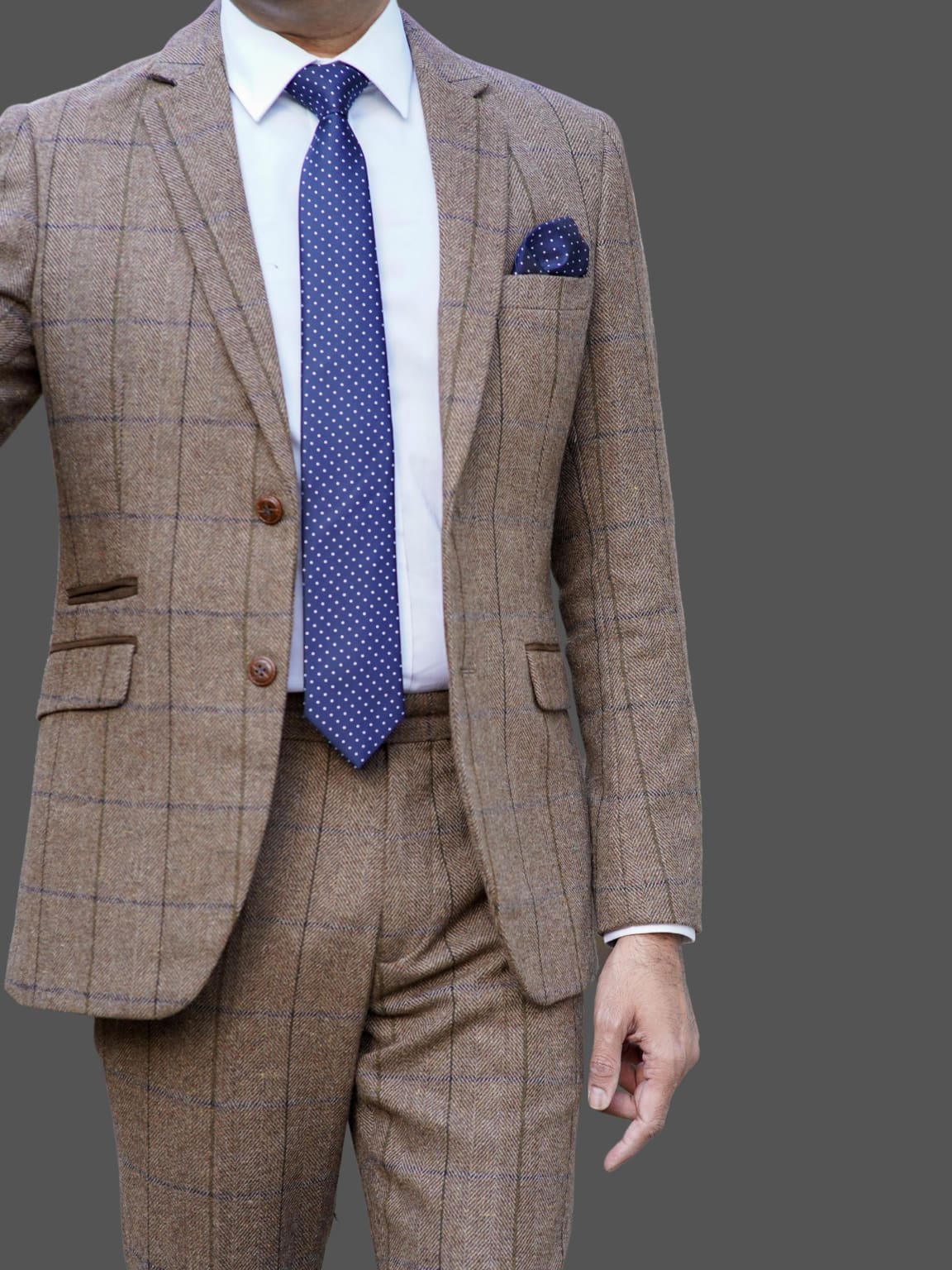 Barucci Marcus Men's Vintage Brown 3 Piece Tweed Suit - Classic Formal Wear for Weddings, Business Meetings & Special Occasions