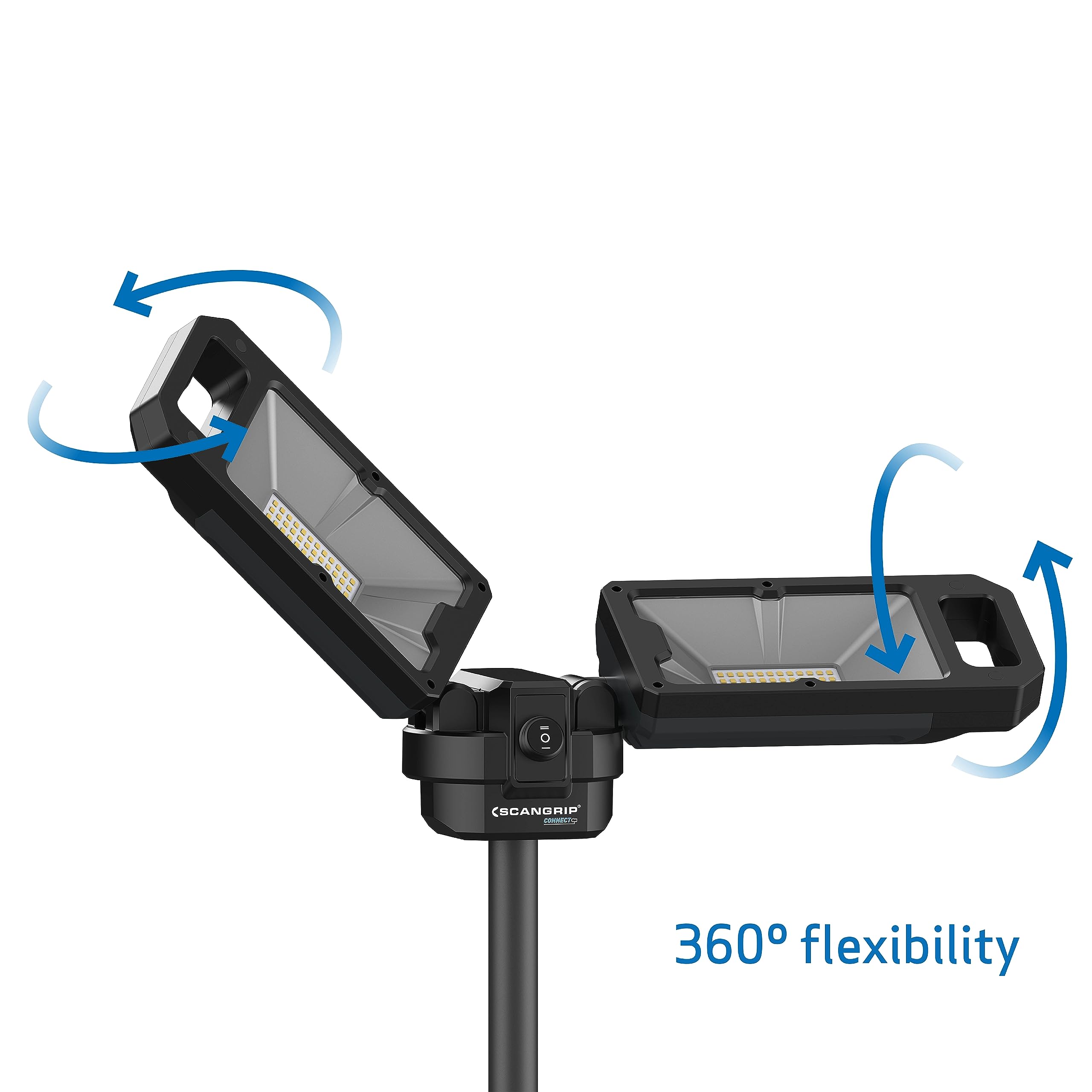 SCANGRIP TOWER 5 CONNECT 5000 Lumen LED Flood Light with Tripod - Battery Powered, Portable Work Light for Construction, Automotive Repair & Outdoor Activities | Flexible, Lightweight & Compact Design