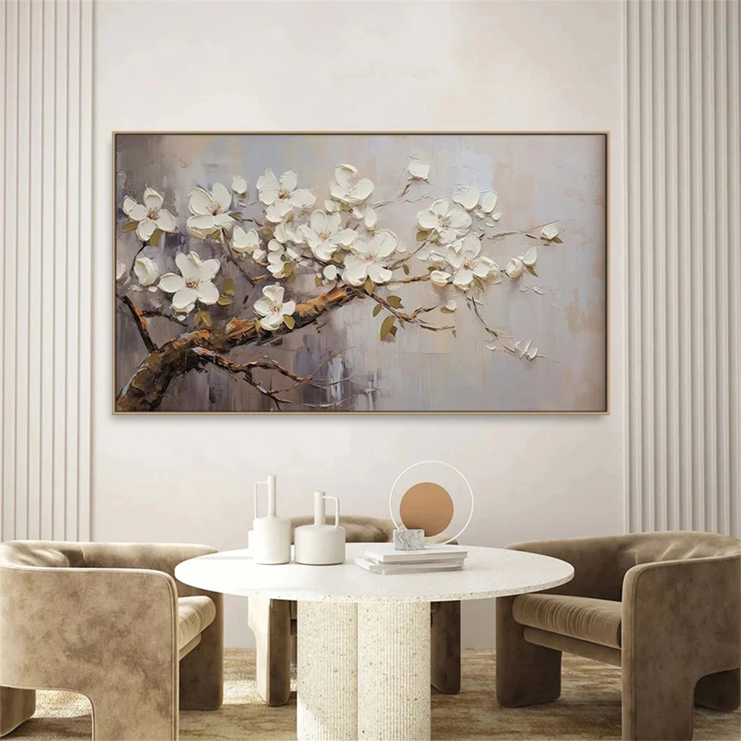 Beautiful Flower and Tree Painting #FT116 - Handmade Canvas Art for Home Decor, Living Room, Bedroom & Office Wall