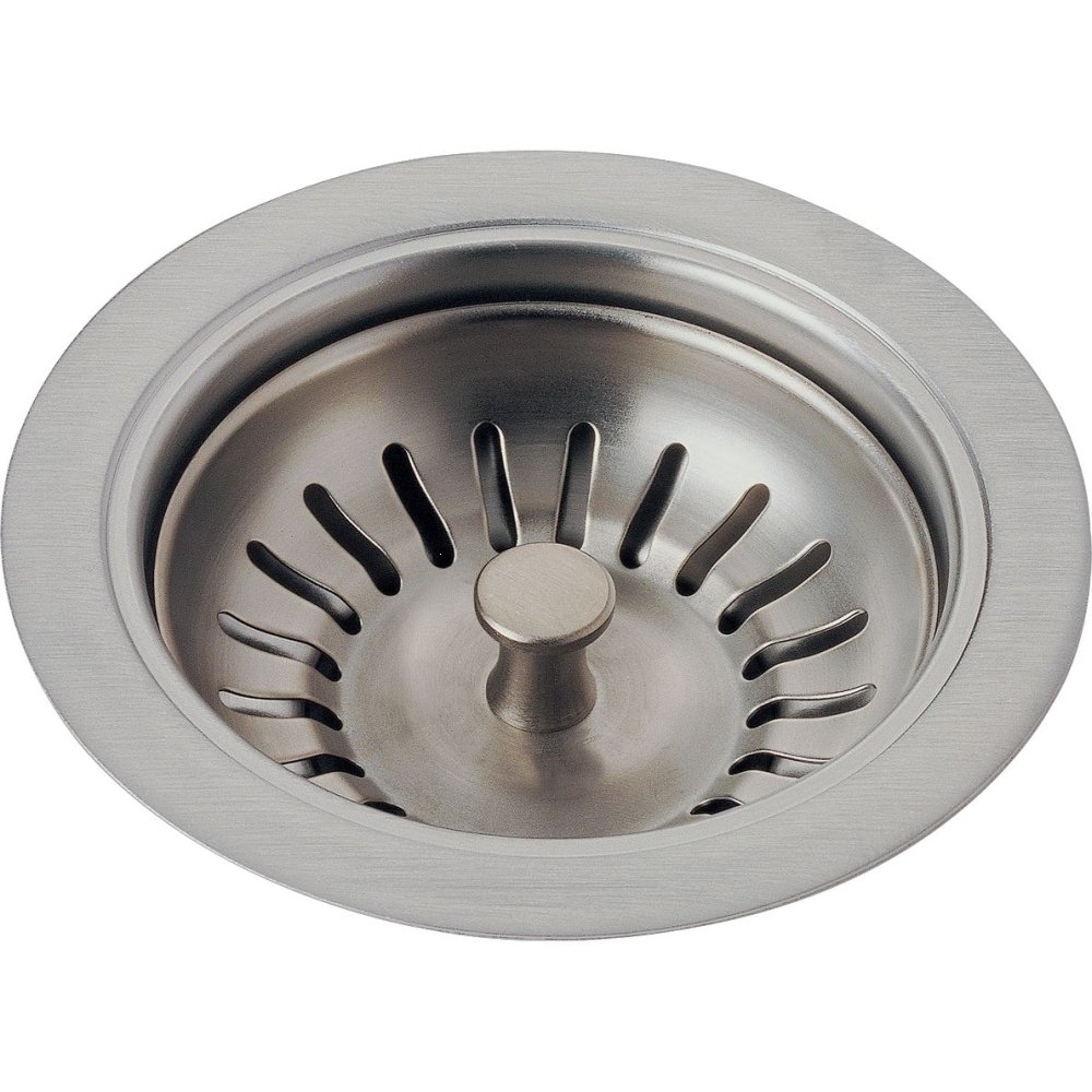 Delta Faucet 72010-SS Stainless Steel Kitchen Sink Flange and Strainer - 4.5 Inch Arctic Finish for Easy Installation and Leak Prevention | Perfect for Modern Home Kitchen Remodeling