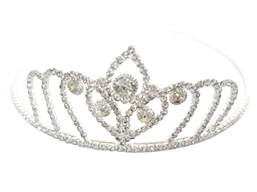 Elegant Silver Tiara Headband for Women & Girls - 5 Inch Crown Hair Accessory for Weddings, Parties & Special Occasions