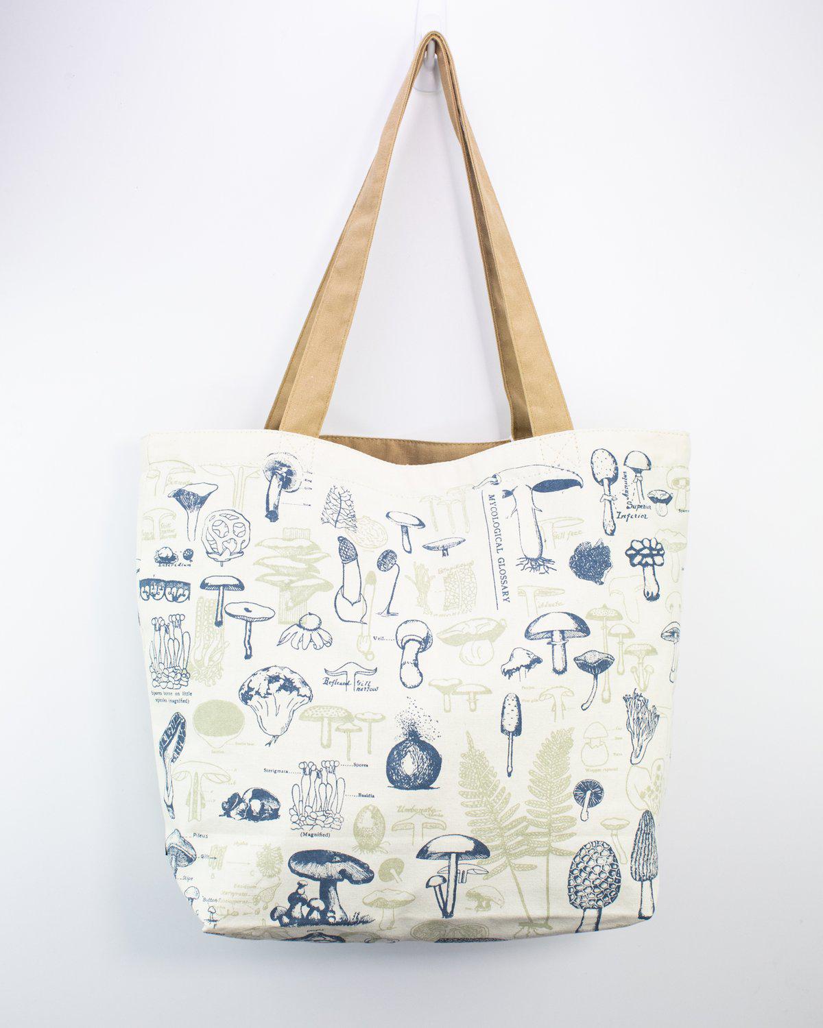 Eco-Friendly Mushroom Print Tote Bag - Reusable Grocery Shopping & Beach Tote for Women - Perfect for Farmers Market, Picnics & Daily Use