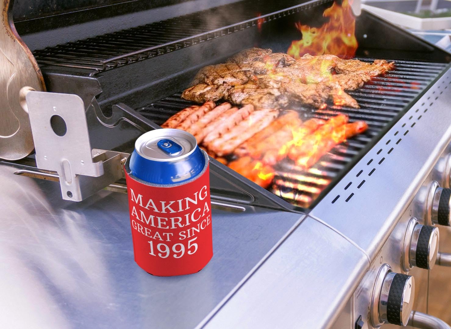30th Birthday Can Coolers - 48-Pack Insulated Drink Sleeves for Parties (Red) | Great Since 1995 | Perfect for BBQs, Tailgates & Birthday Celebrations