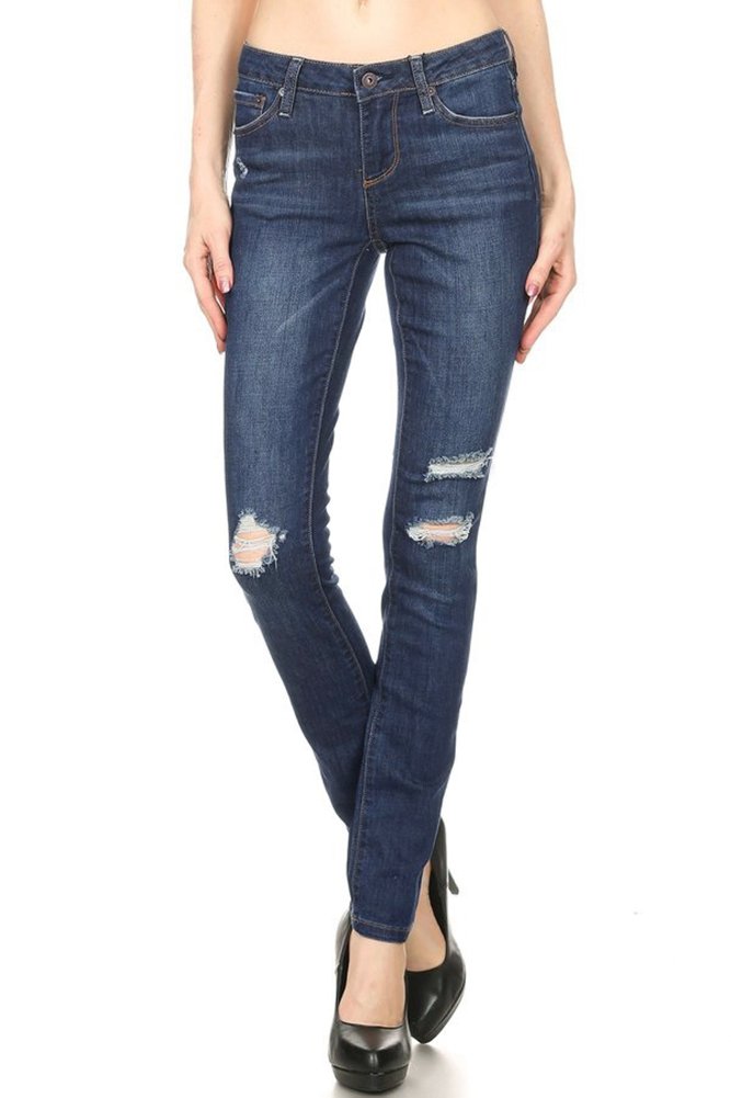 Women's Distressed Ripped Skinny Jeans - Stretch Denim for Comfort & Style | Perfect for Casual Outfits, Date Nights & Streetwear Looks
