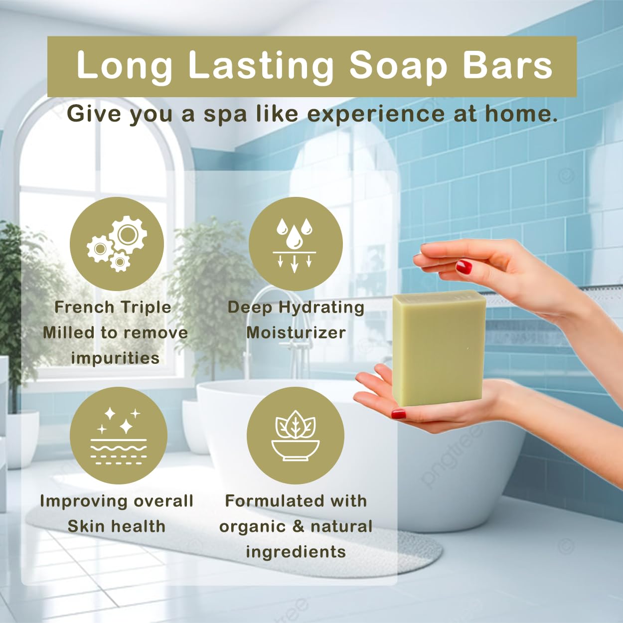 French Pear Scented Soap Bars - 12 Pack, Shea Butter Enriched for Moisturizing Skin | Bath & Body Care