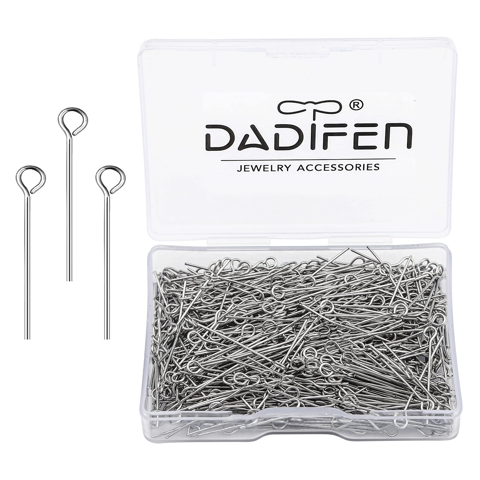 Premium 304 Stainless Steel Jewelry Eye Pins - 24 Gauge Silver Head Pins (0.6x25mm, 500pcs/Box) for DIY Earrings, Necklaces & Bracelets - Durable Open Eye Pins for Charm Jewelry Making - Perfect for Crafting, Gifts & Fashion Accessories