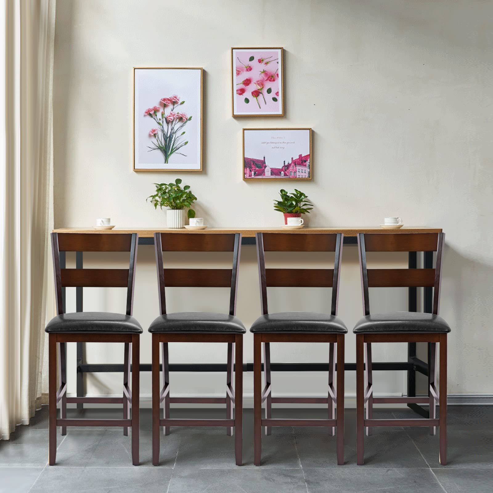 COSTWAY Set of 4 Bar Stools - 25