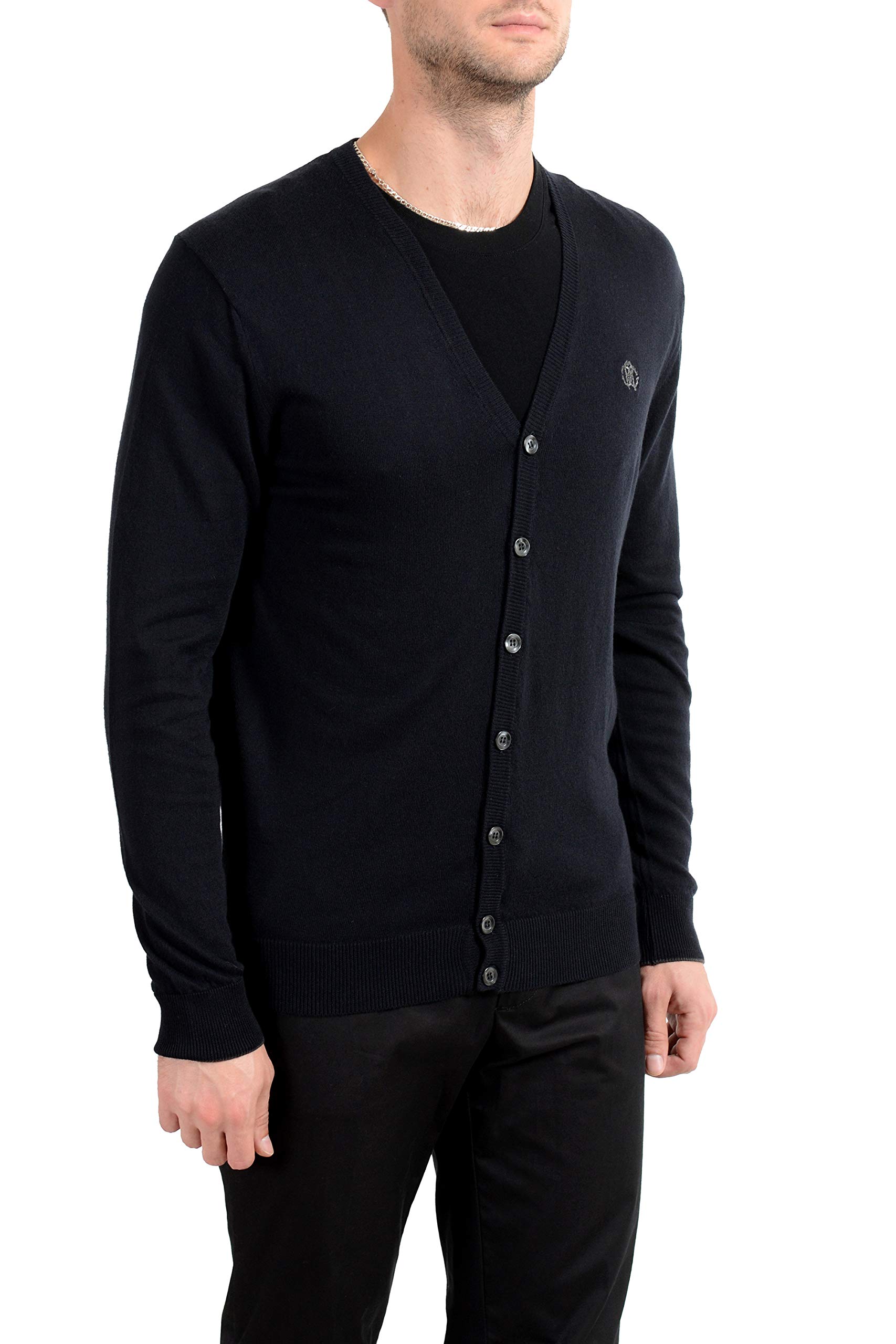 Roberto Cavalli Men's Cashmere Cardigan Sweater - Premium Soft Knit Pullover for Casual & Business Wear