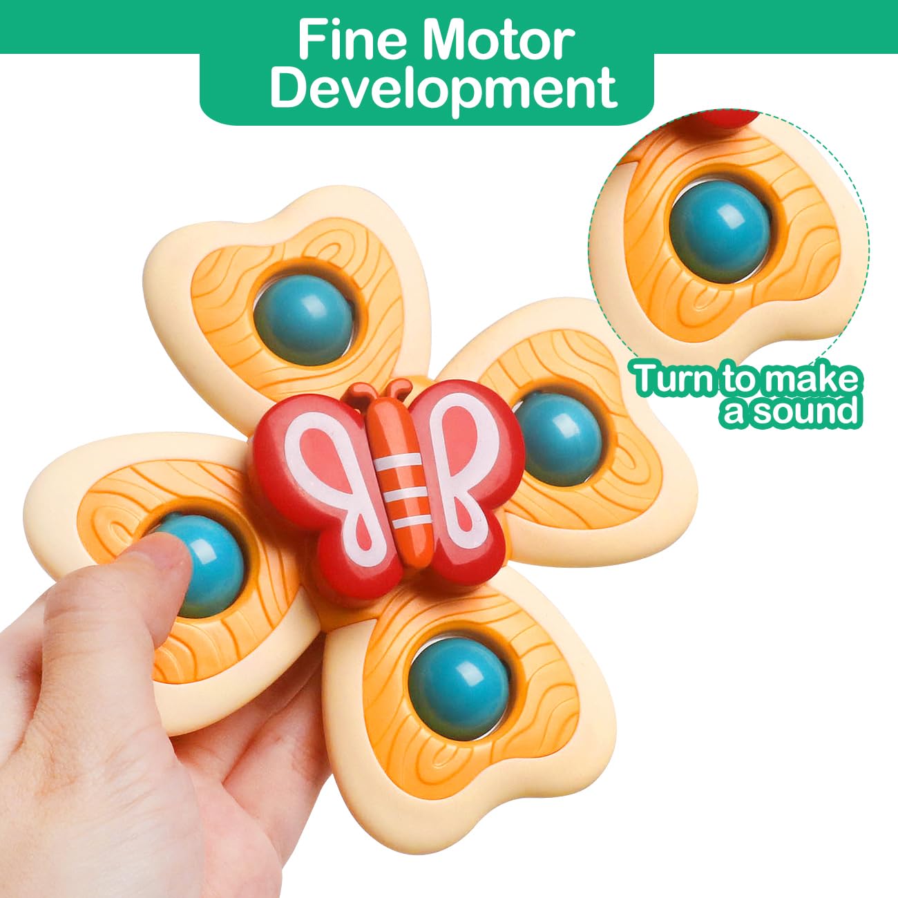 **Sensory Suction Cup Toys for Babies 1-2 Years - Fidget Spinner & Simple Dimple Toys for Toddlers 6-18 Months - Bath & Travel Toys for Boys & Girls - Perfect for Easter & Birthday Gifts**    *(Use at home, in the car, or during bath time to keep babies engaged and happy!)*