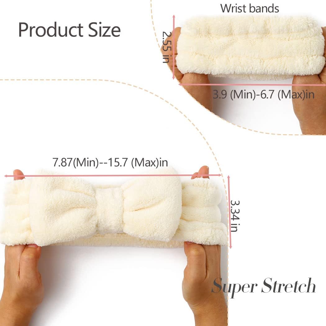 ZOXITO 3-Piece Microfiber Spa Headband & Wristband Set for Face Washing, Skincare & Makeup | Soft & Absorbent Facial Headbands & Wrist Wash Bands | Perfect for Spa Days, Beauty Routines & At-Home Skincare Treatments