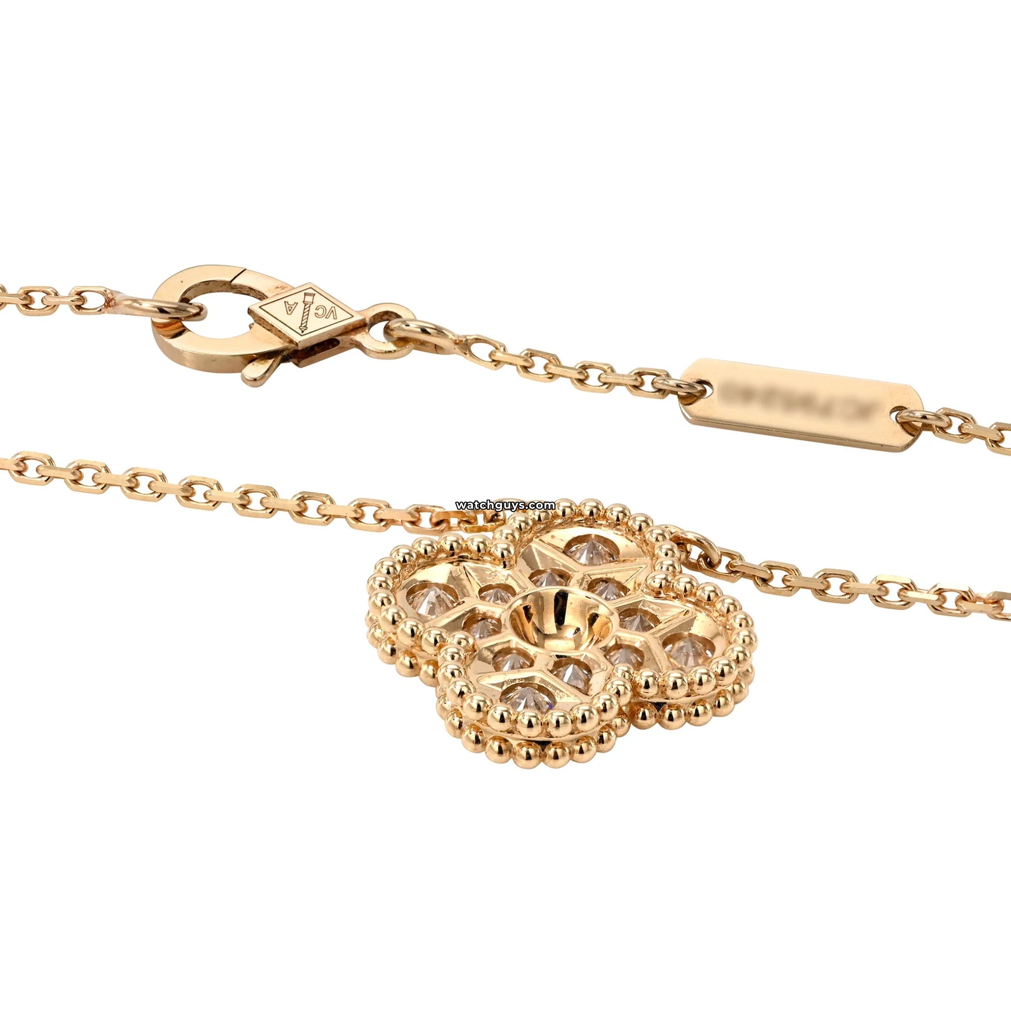 Van Cleef & Arpels Vintage Alhambra Diamond Pendant Necklace - 18K Gold Luxury Jewelry for Women, Perfect for Weddings & Special Occasions