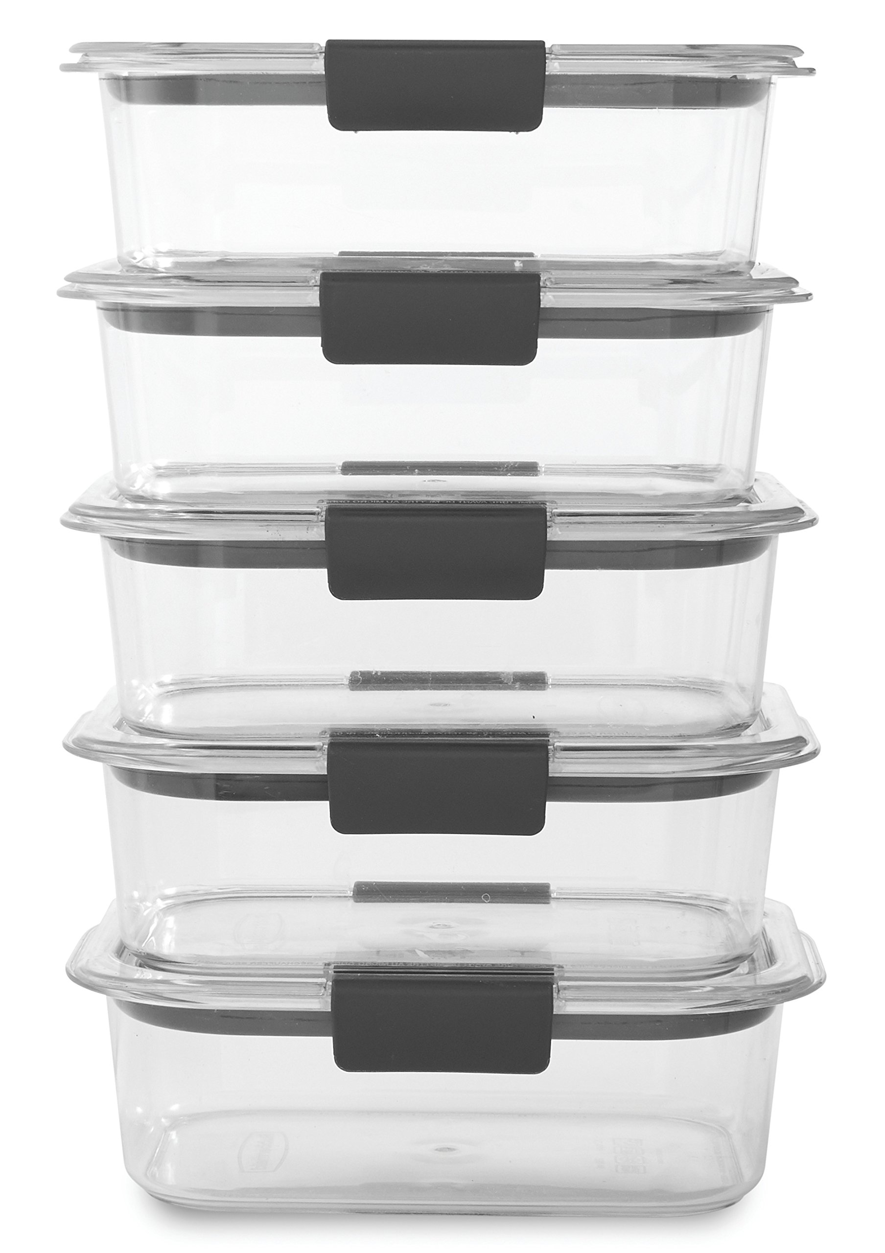 Rubbermaid Brilliance 24-Piece BPA-Free Food Storage Containers Set | Leakproof Plastic Lids, Clear Airtight Kitchen Organizers (3.2 Cup Medium, 5-Pack) - Perfect for Meal Prep, Leftovers & Pantry Organization