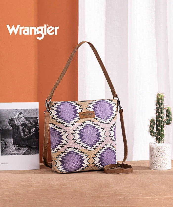 Wrangler Dual-Sided Print Canvas Shoulder Bag for Men & Women - Stylish Crossbody Purse for Travel, Work, and Everyday Use