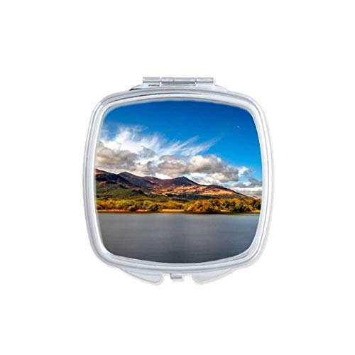 DIYthinker Mountain Crystal Lake Scenery Double-Sided Pocket Mirror - Compact Portable Makeup Mirror for Travel, Home, and Office Use | Nature-Inspired Design