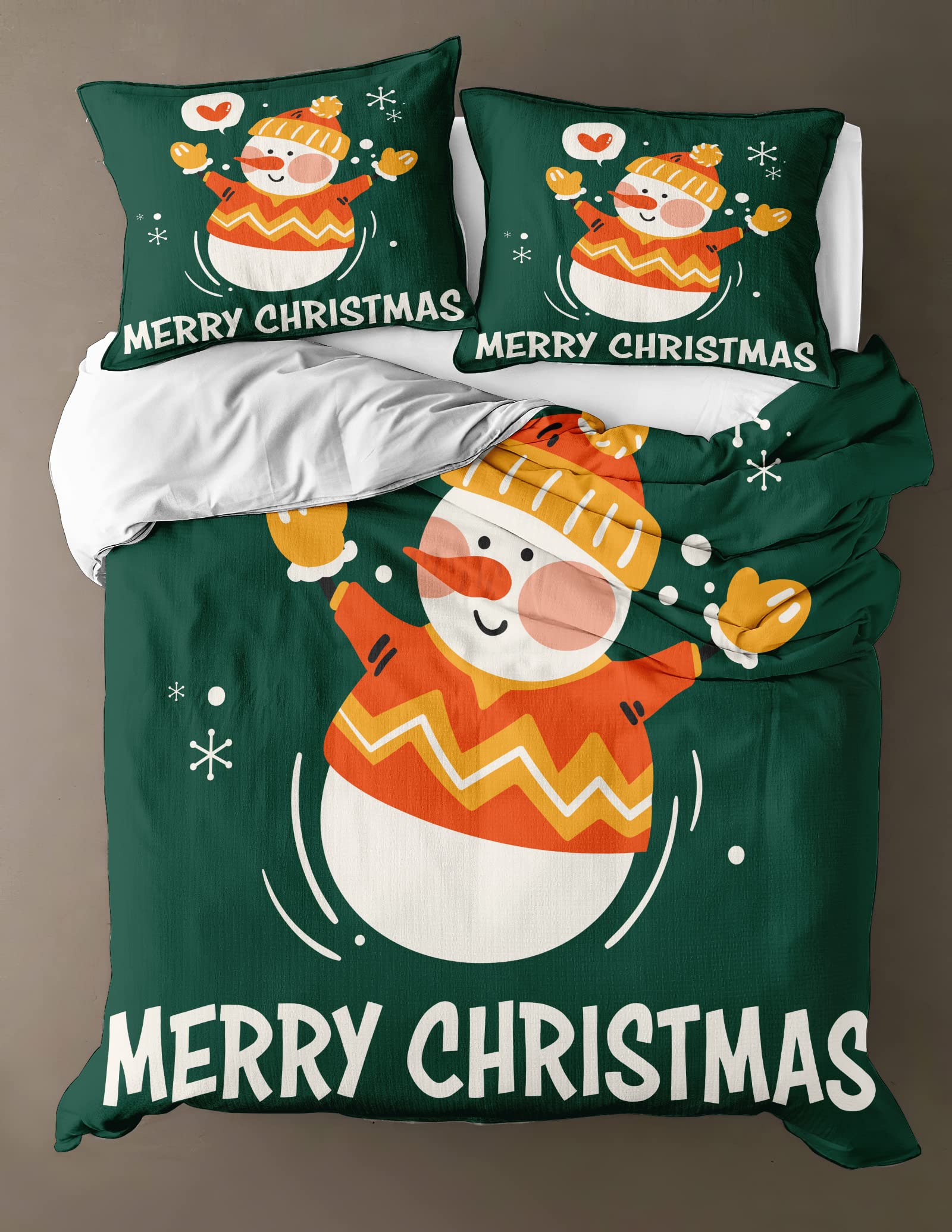 Snowman Duvet Cover Set - 2 Piece Twin Christmas Bedding with Cute Cartoon Snowman Pattern | Merry Christmas & Xmas Festival Home Decor | Perfect for Holiday Guest Rooms & Cozy Winter Bedrooms