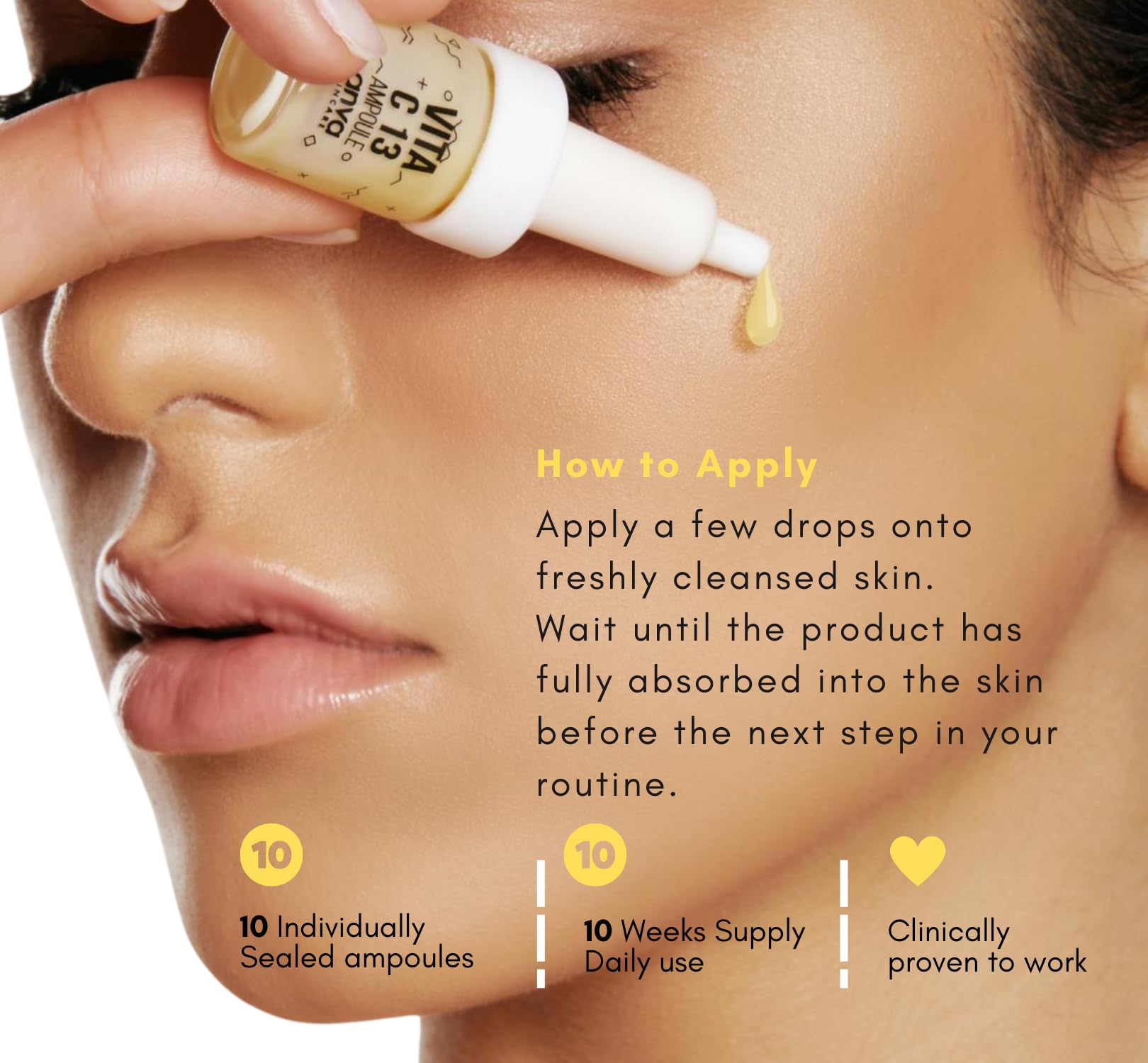 Korean Vitamin C Serum with Glutathione - 13% Highly Stabilized Vitamin C Face Serum for Brightening, Pigmentation, Fine Lines & Wrinkles | 5 X 5ml Ampules (8 Weeks Supply) | Perfect for Daily Skincare Routine & Anti-Aging Treatment