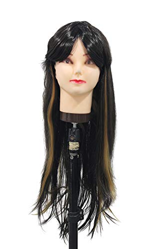 Premium Morges Full Length Women's Wig with Golden Highlights - Natural Look Synthetic Hair for Daily Wear, Cosplay & Special Occasions