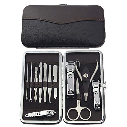 Ubersweet® 12-Piece Mini Manicure Pedicure Set - Cuticle Clippers, Nail Cleaner & Grooming Tools in Portable Case - Professional Nail Care Kit for Home, Travel & Salon Use