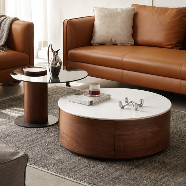 Handcrafted Black Walnut Coffee Table with Natural Slate Top - Perfect for Living Room, Lounge & Modern Home Decor