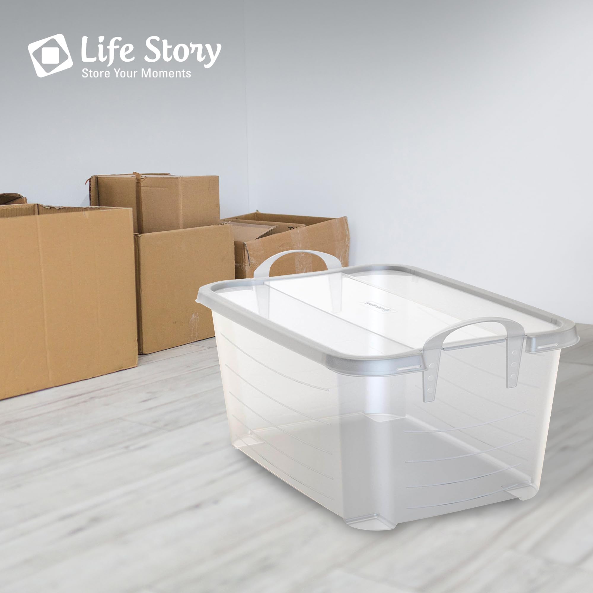 Clear Stackable Storage Boxes for Closet Organization - 55 Quart (18 Pack) - Perfect for Bedroom, Closet, Garage & Seasonal Storage