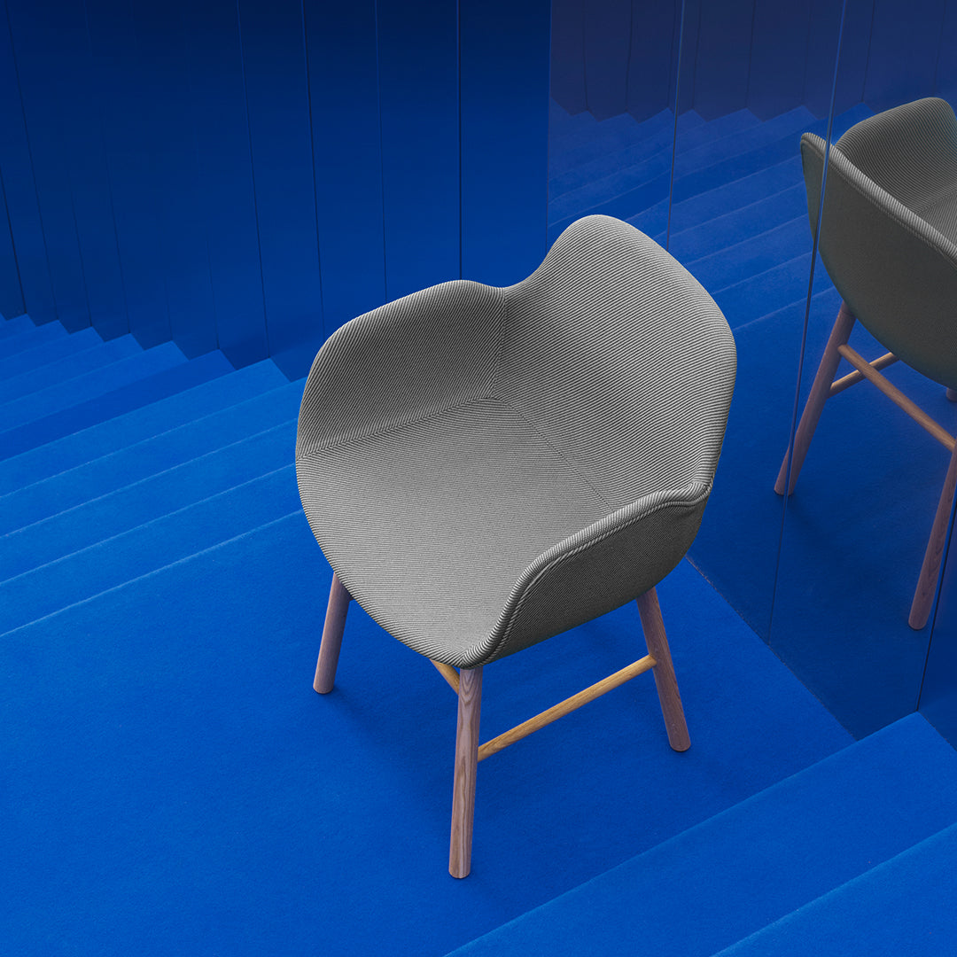 Modern Upholstered Form Armchair with Wooden Legs - Perfect for Living Room, Office, or Lounge Decor