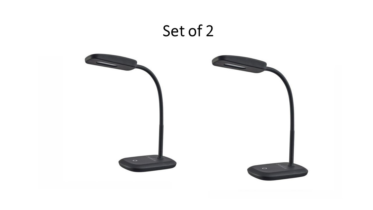 2-Pack Sunbeam Flexible Neck LED Desk Lamp - Adjustable Dimmable Eye-Caring Light for Office & Study, Energy Star Certified Black Desk Light (Save $85/Year) - Perfect for Home Office, Reading & Nightstand Use
