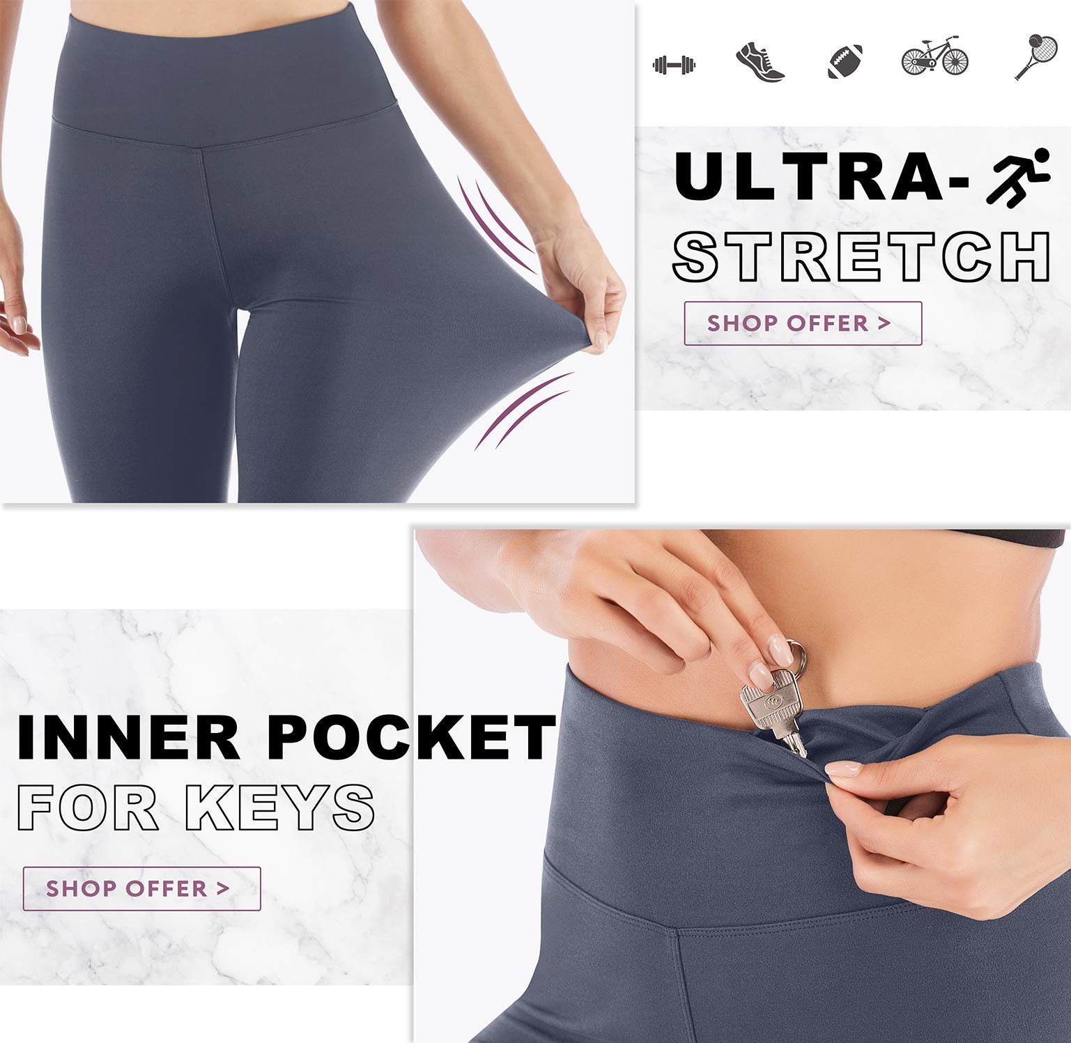 IUGA High Waisted Yoga Pants for Women - Running Workout Leggings with Inner Pocket, Tummy Control & Moisture Wicking - Perfect for Gym, Yoga, Pilates & Everyday Wear