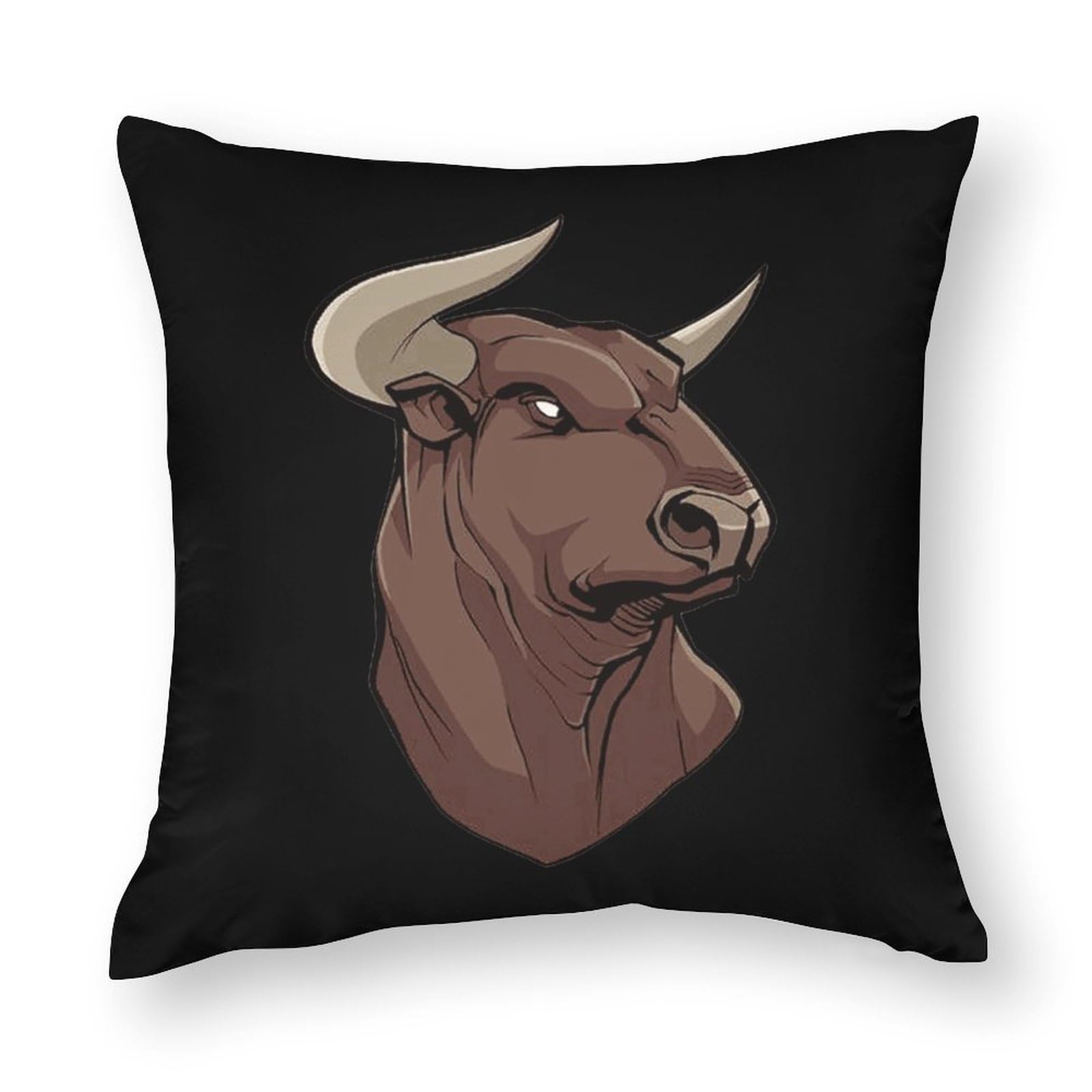 Premium Bull Head Polyester Pillow Cases - Soft & Smooth 16x16 Inch Cushion Covers for Sofa, Bed, or Couch - Elegant Home Decor for Living Room & Bedroom