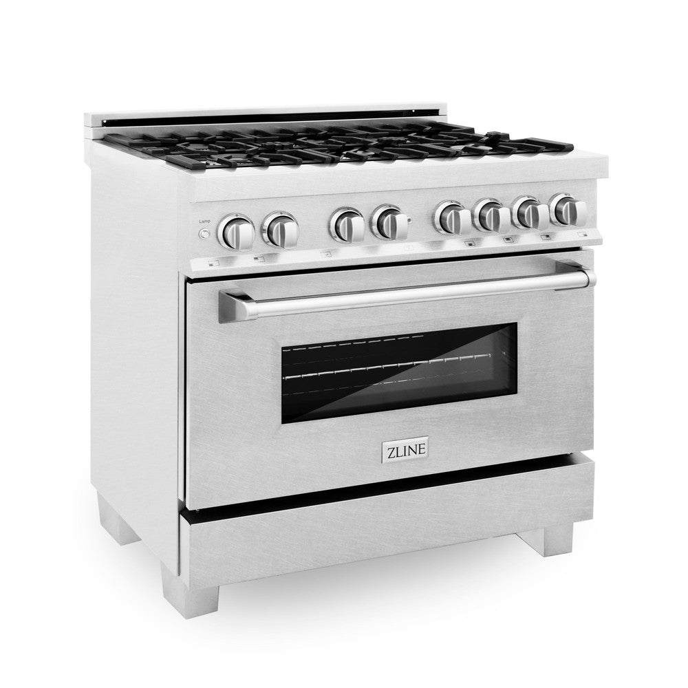 ZLINE 36 Inch Professional Kitchen Package - Stainless Steel Dual Fuel Range & Convertible Vent Hood | Perfect for Home Chefs & Modern Kitchens