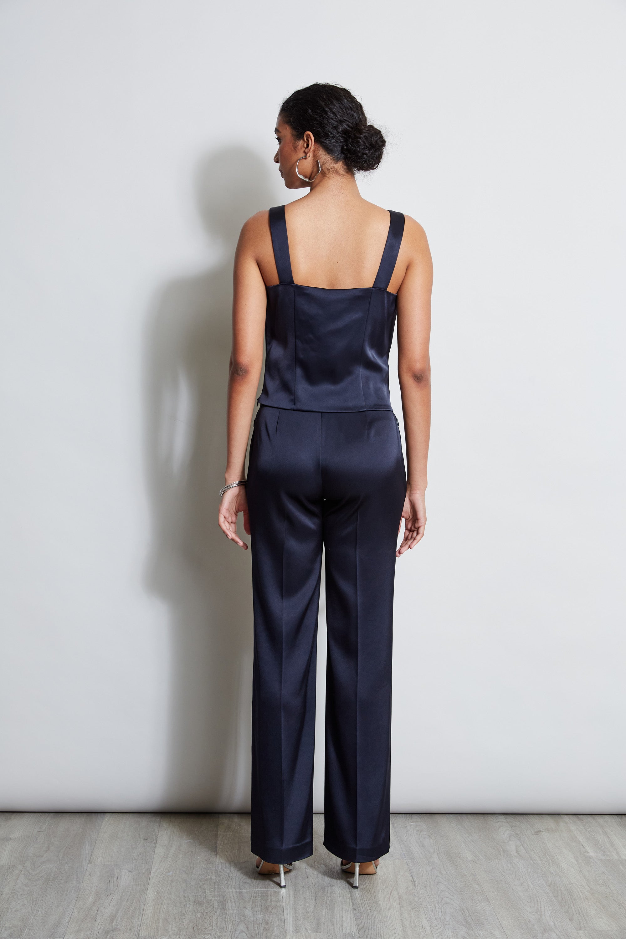Satin Cowl Neck Cami Top - Women's Elegant Stargazer Lace Trim Blouse for Evening Out & Date Night