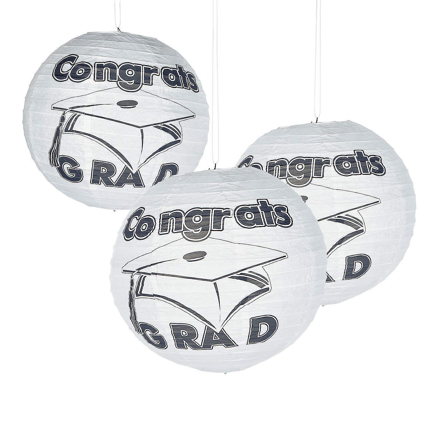 Fun Express White Paper Graduation Lanterns - 6-Pack Hanging Party Decorations for Graduation Ceremony, Commencement & School Celebrations - Perfect for Graduation Parties, School Events & Home Decor