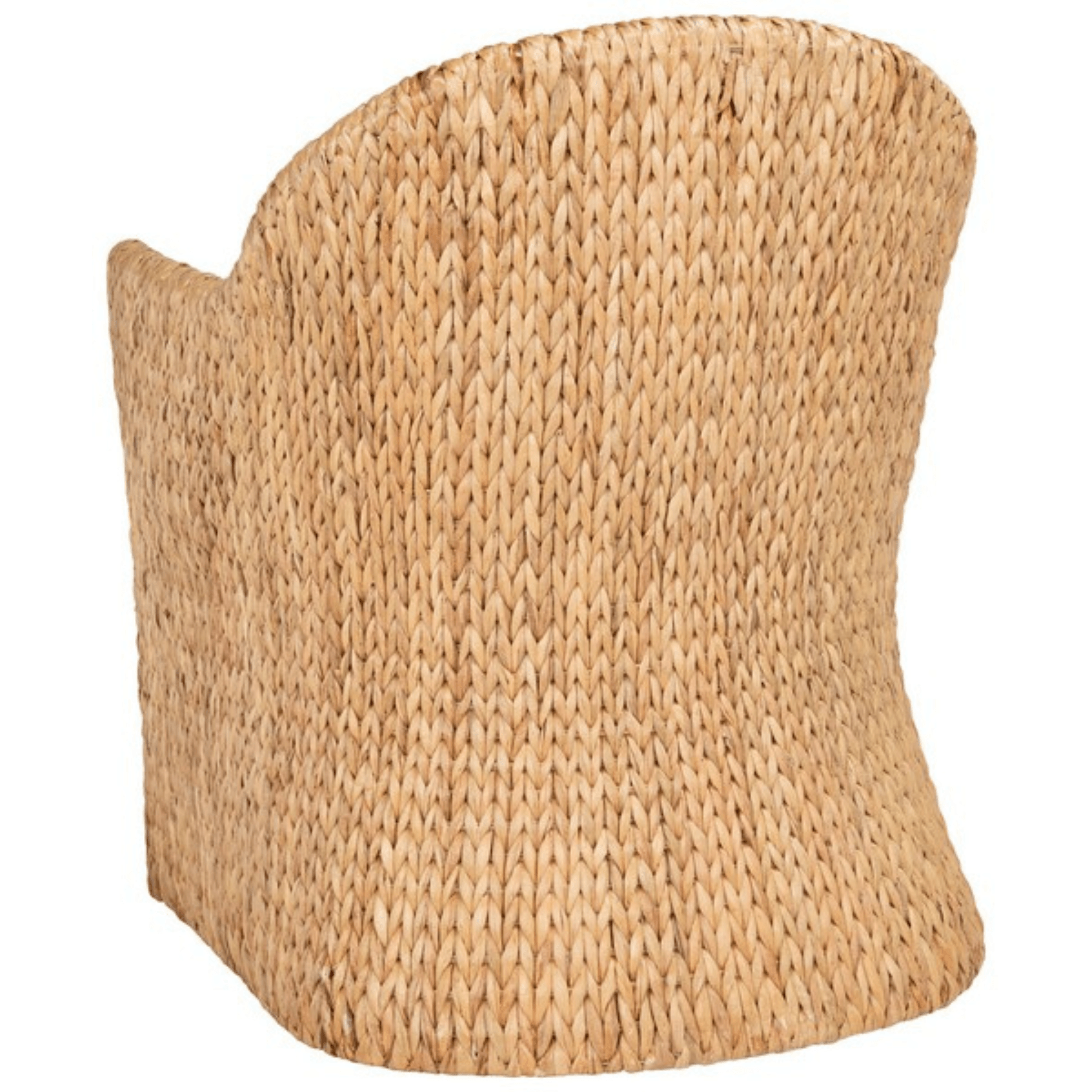 Braided Natural Water Hyacinth Dining Chair with Beige Cushion - Eco-Friendly Woven Rattan Seat for Indoor/Outdoor Dining Room, Patio, Kitchen, and Restaurant Use