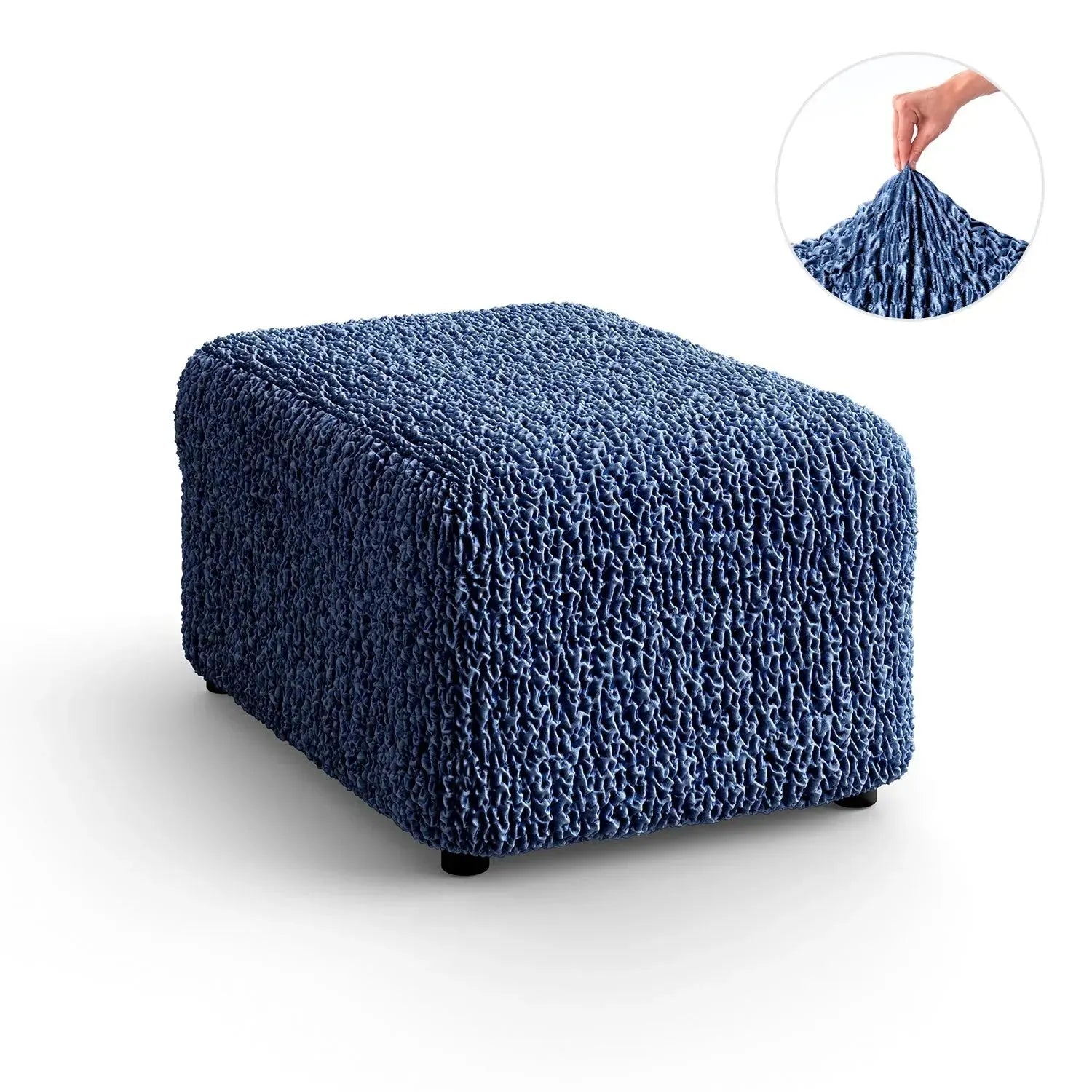 Ottoman Slipcover Medium Size - Goffrato Velvet Collection | Stretchable Furniture Cover for Living Room, Bedroom & Office Decor