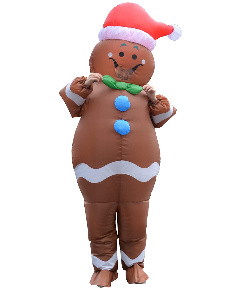 Unisex Inflatable Christmas Gingerbread Man Costume for Adults - Holiday Party Outfit, Christmas Cosplay, Festive Dress Up (Great for Christmas Parties, Office Events & Family Gatherings)