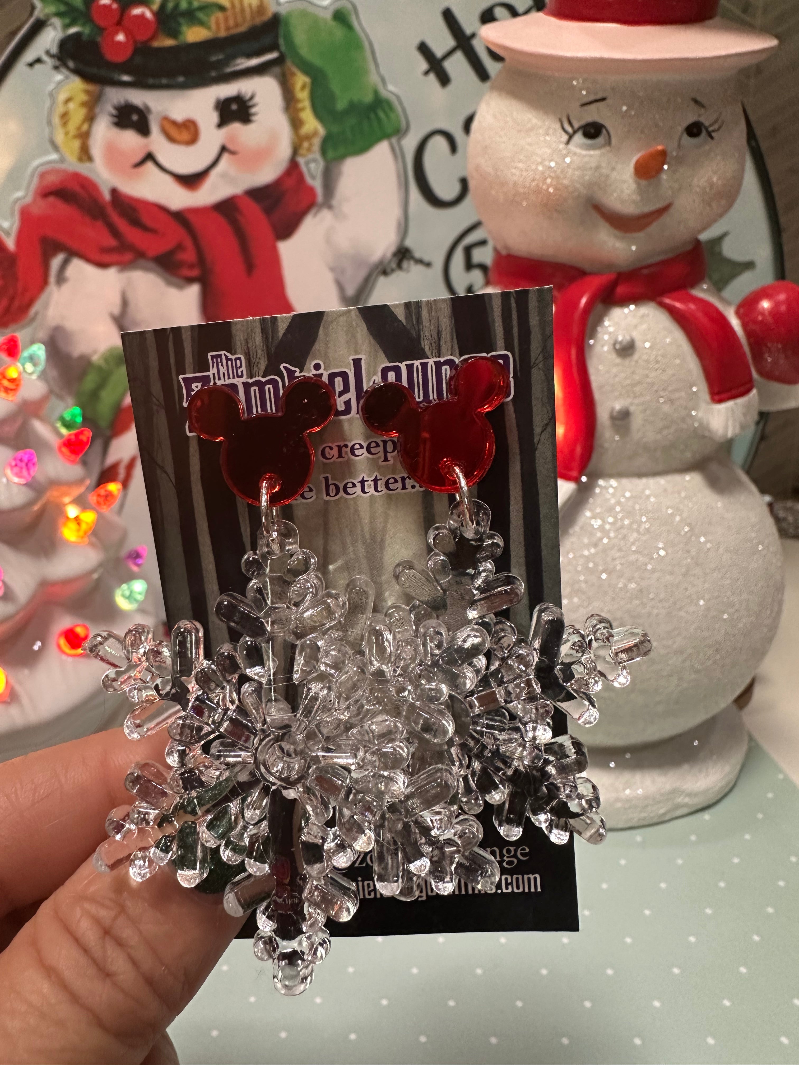 Disney Mickey Mouse Snowflake Earrings for Women - Christmas Holiday Party Jewelry Gift - Perfect for Winter Festivals, Costume Accessories & Disney Fan Collections