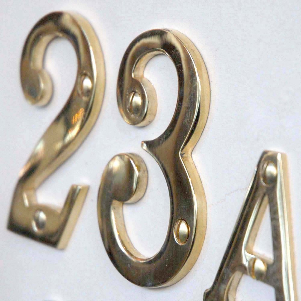 Polished Brass 3 Inch House Numbers - Durable Outdoor Address Plaque for Home, Mailbox & Front Door - Perfect for Curb Appeal & Package Delivery