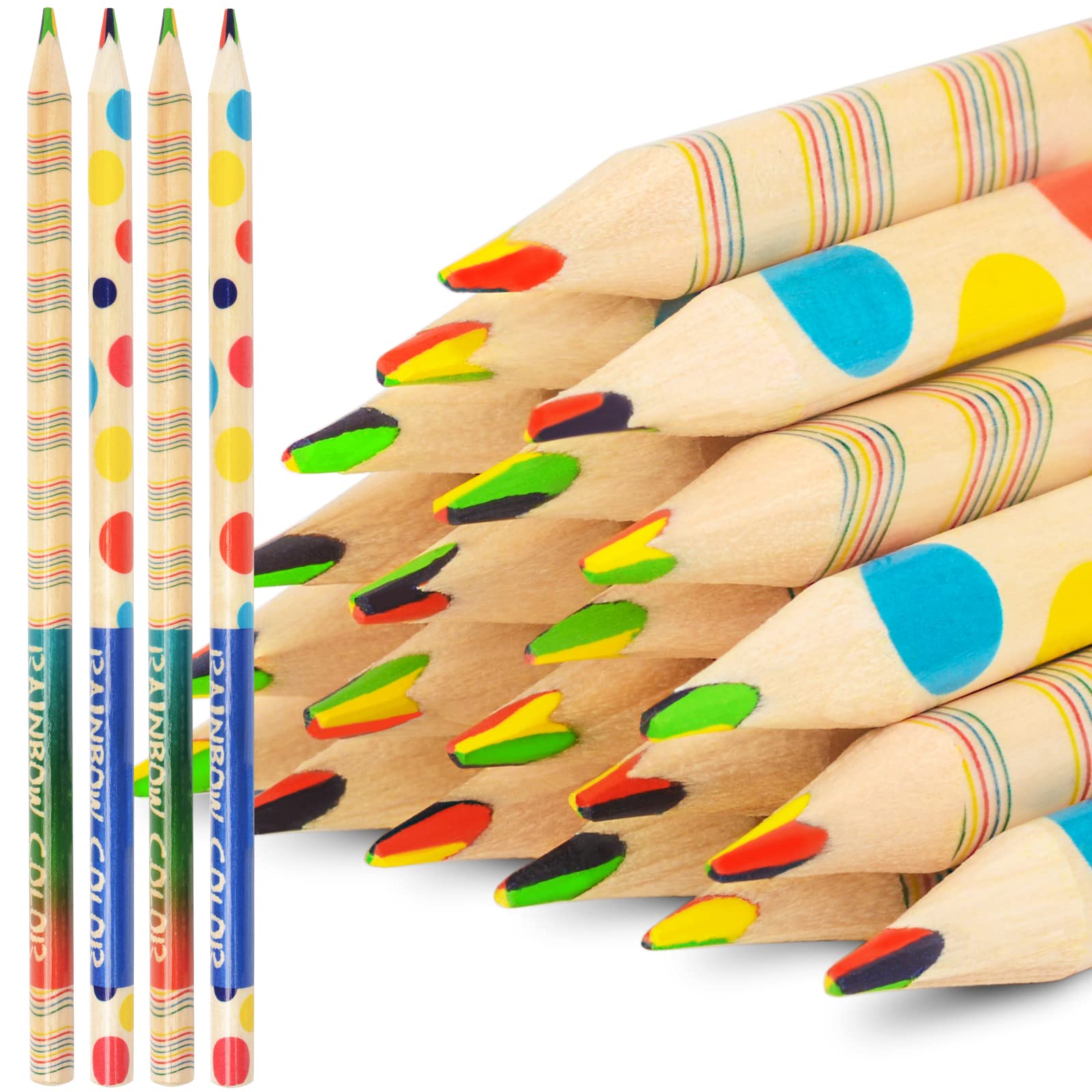 30-Piece Rainbow Colored Pencils Set for Kids - 4-in-1 Multicolor Easter Basket Stuffers, Fun Writing & Drawing Tools for School, Art Projects & Easter Gifts