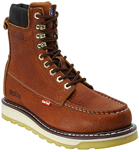 CACTUS Men's 8-Inch Soft Toe Oil-Resistant Work Boots - Full Grain Leather, Flexible Polyurethane & Rubber Dual Density Outsole - Ideal for Gardening, Landscaping, Construction and Outdoor Work