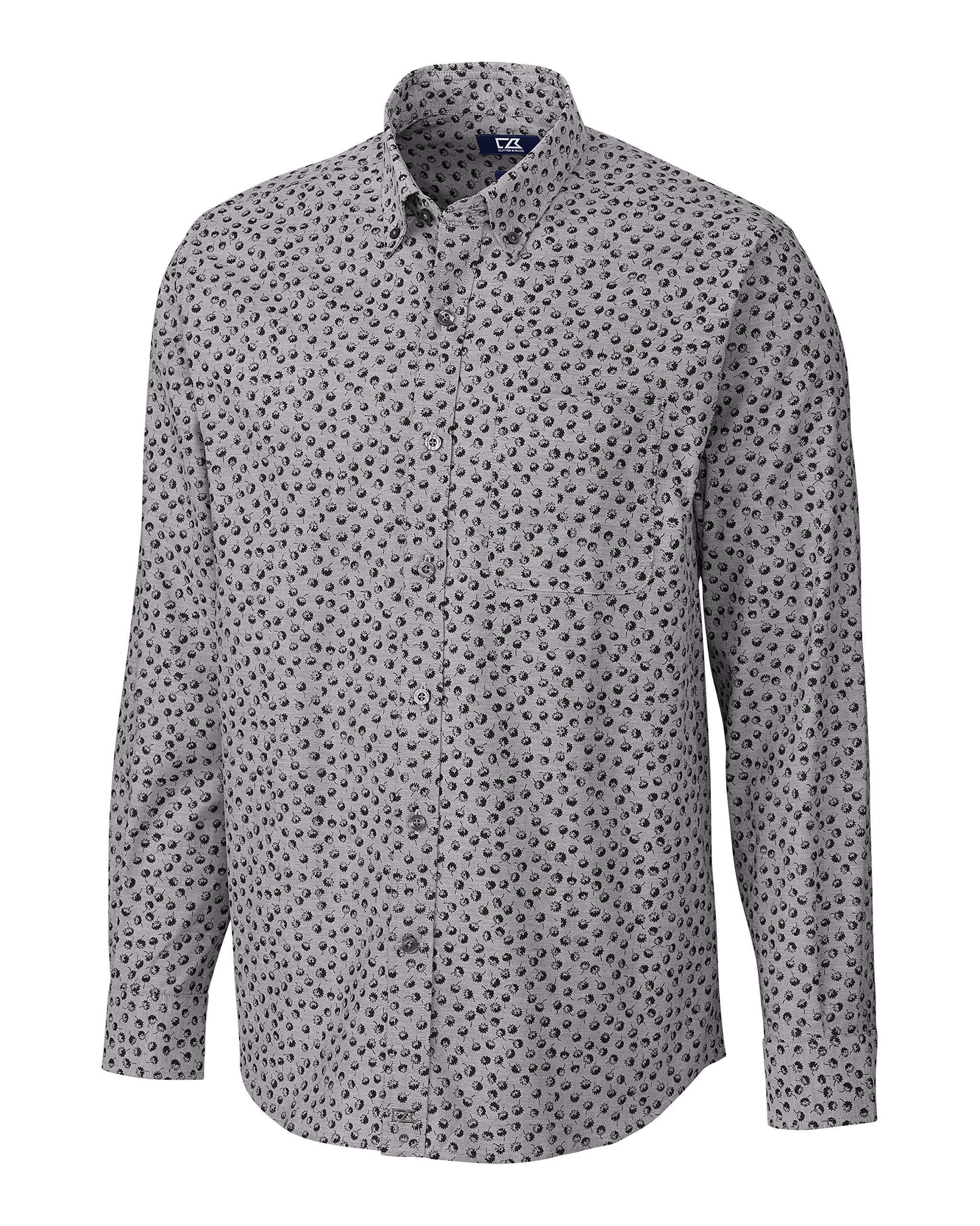 Cutter & Buck Men's Anchor Oxford Button-Down Shirt with Tossed Print - Casual Office Wear & Outdoor Activities