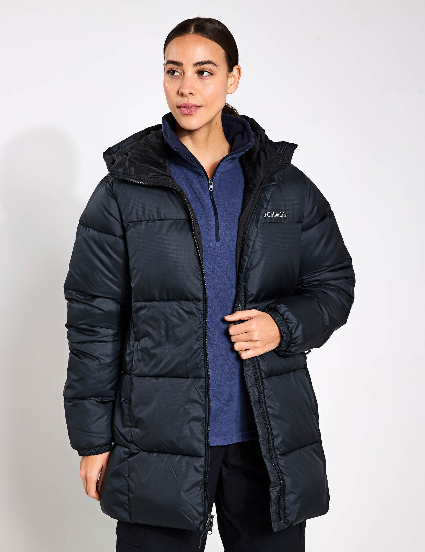 Puffect II Hooded Mid Puffer Jacket for Women - Lightweight Winter Coat, Water-Resistant, Warm Quilted Outerwear - Perfect for Skiing, Hiking & Cold Weather Activities (Black)