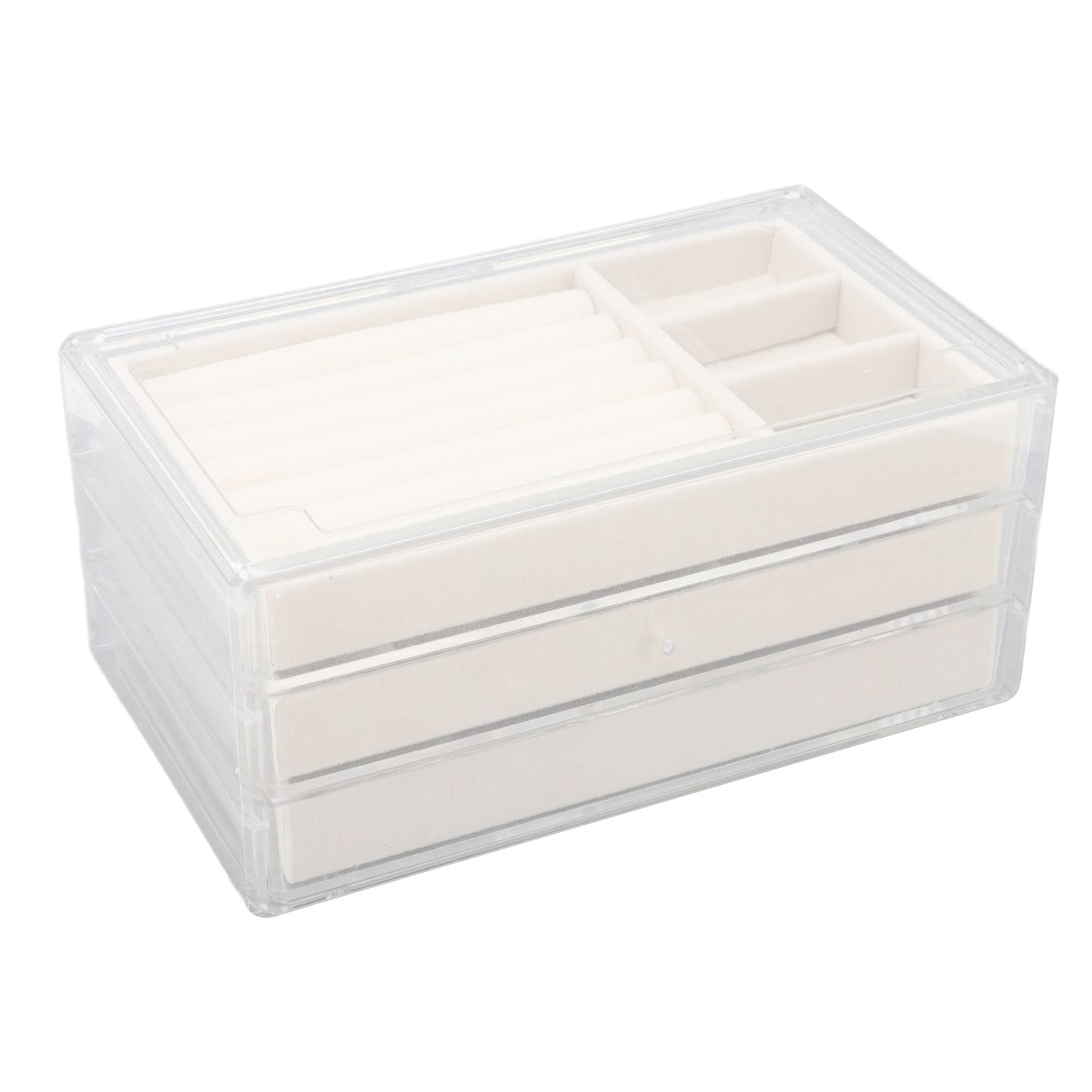 AUHX 3-Drawer Jewelry Organizer Box - Large Capacity Storage for Necklaces, Rings & Earrings - Elegant Home Decor for Bedroom & Vanity