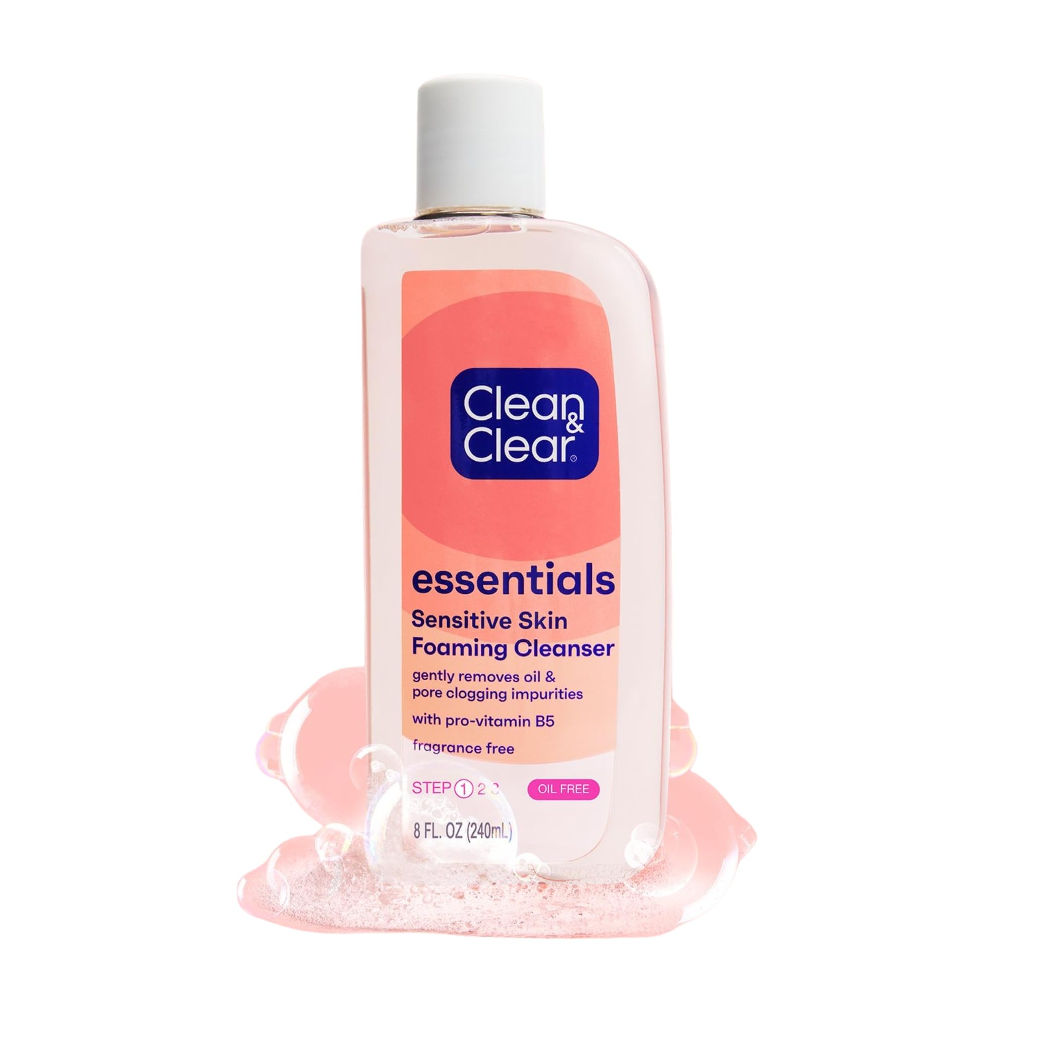 Clean & Clear Oil-Free Foaming Facial Cleanser - Gentle Daily Face Wash for Acne, Dirt & Makeup Removal - 8 fl oz (6-Pack) - Perfect for Oily & Combination Skin Morning & Night Routine